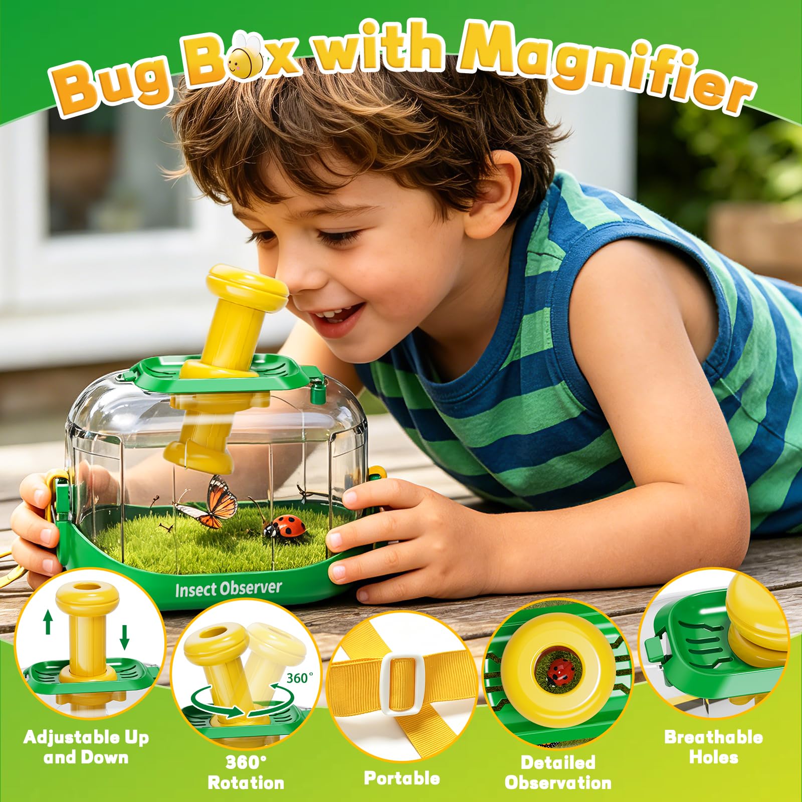 Insektenfänger für Kinder – 10-teiliges Outdoor-Entdecker-Set, Spielzeug mit Schmetterlingsnetz und Käferhaus, pädagogisches Abenteuer, Kinderspielzeug für Kinder im Alter von 3, 4, 5, 6, 7, 8 Jahren