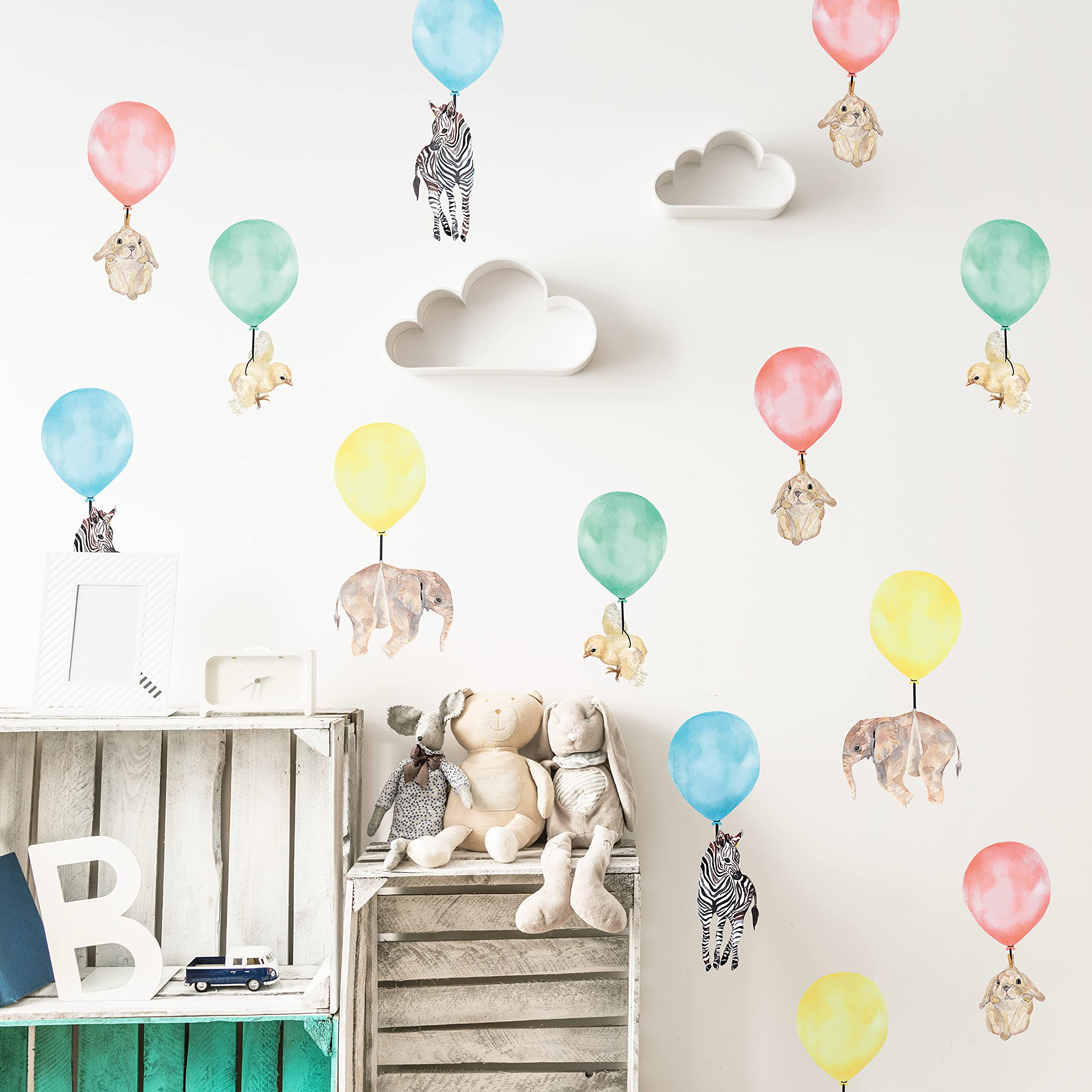 Stickers muraux lapin et animaux effet peint à la main pour une décoration délicate