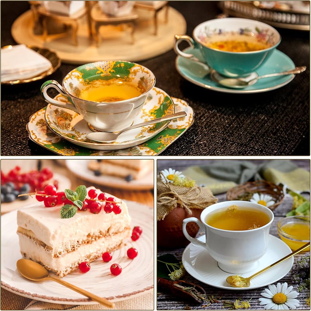 12 Pezzi Di Cucchiaino Da Caffè In Foglia Di Acciaio Inossidabile, Cucchiaini Da Caffè Particolari, Cucchiaio Da Caffè Con Design A Ramo, Cucchiaio - Foto 9