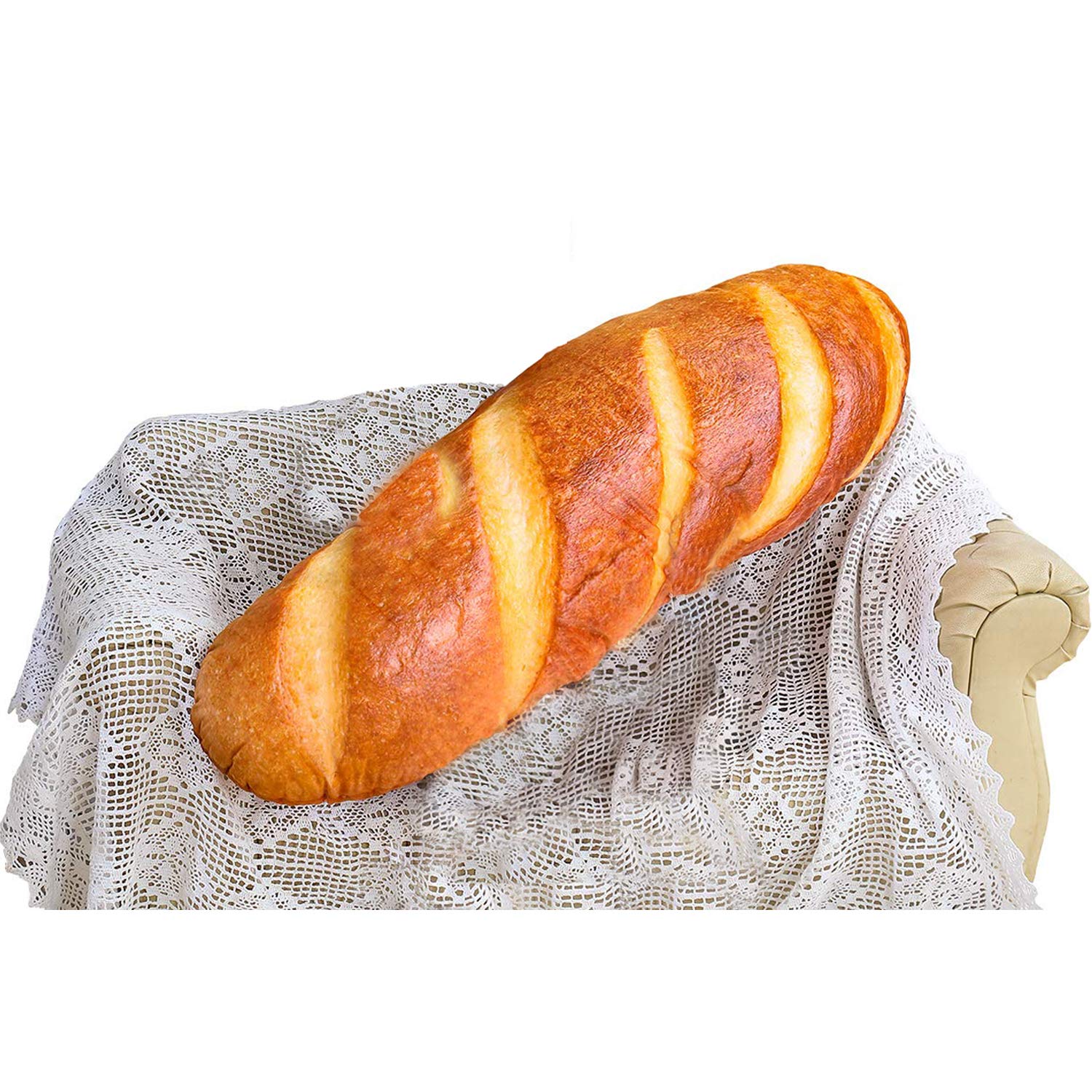 Fun 3D Simulation Bread Shape Pillow - Novelty Food Throw Pillow, Baguette Pillow, Lumbar Back Cushion, Funny Sleeping Hugging Pillow, Soft Plush Stuffed Toys for Home Sofa Nursery Decor (23.6inch)