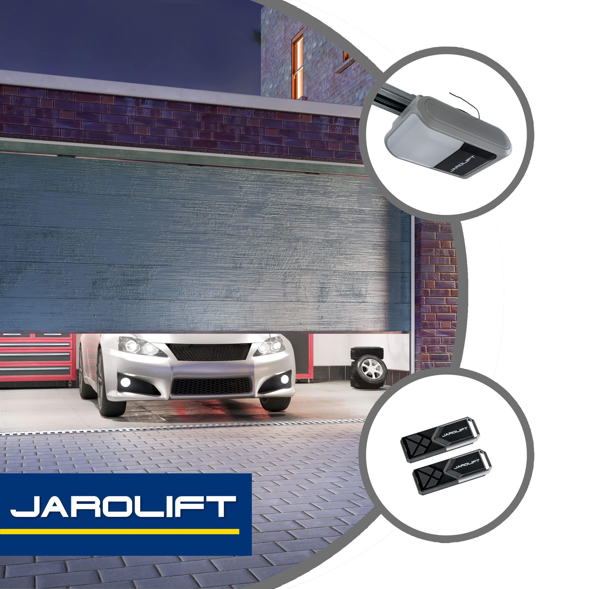 jarolift Garagentorantrieb JL-600N Funk-Antrieb Zugkraft 600 N inkl. 2 x 4-Kanal Funkhandsender JL-TX4-JL, für Tore bis 7,35 m², Soft-Start/Soft-Stopp