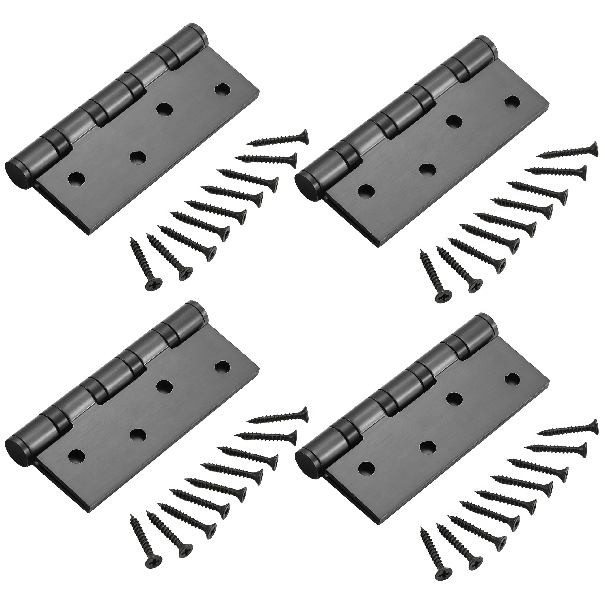 Hinges 4 Piece Stainless Steel Door Hinge Set Gray 4 Inch Casement Hinge