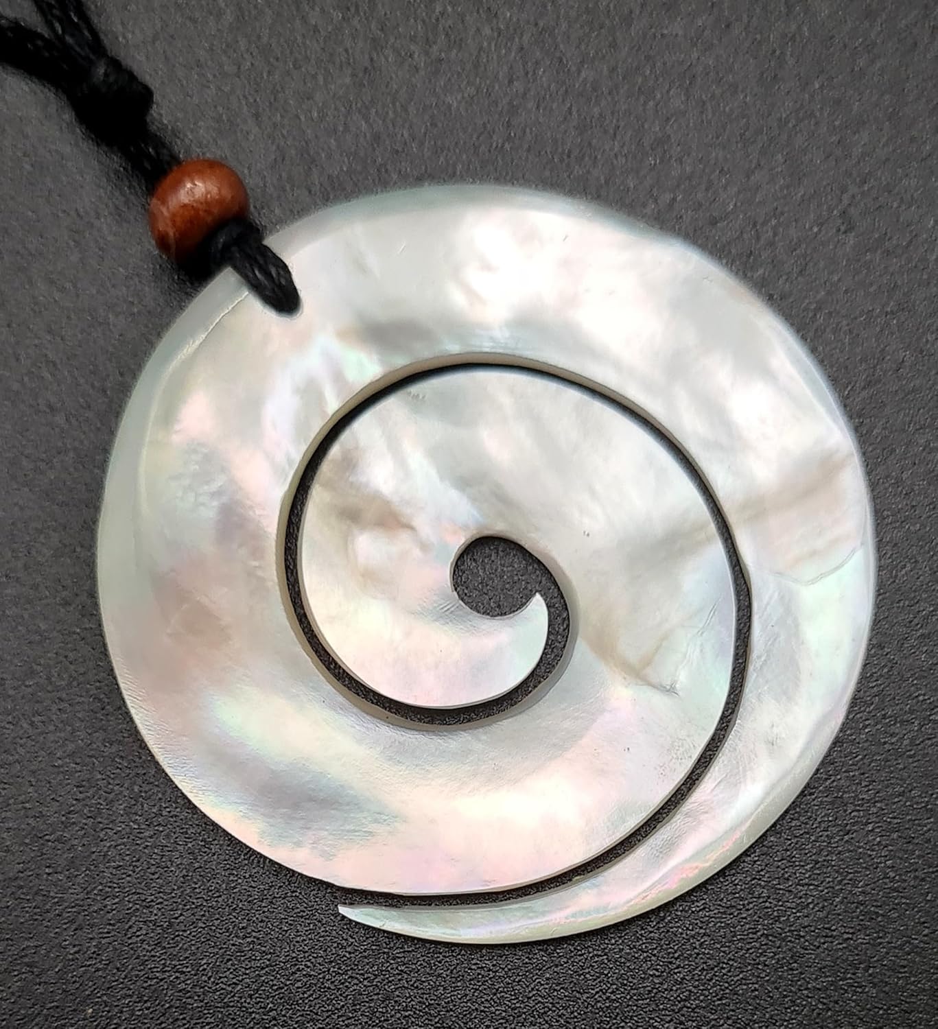 Hand Carved Spiral Mother of Pearl Necklace, Handmade Seashell Necklace for Women Jewelry AA027-N - Image 2