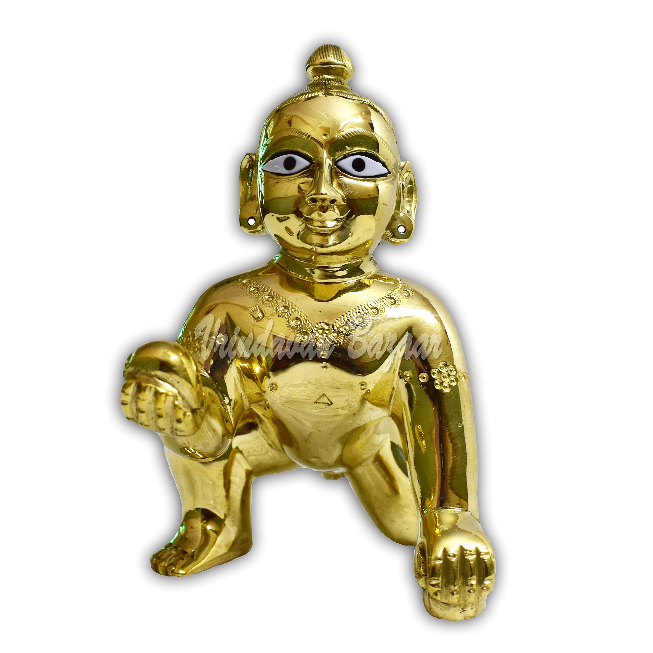 VRINDAVANBAZAAR.COM Brass Gopal Laddoo/Baby Krishna/Laddu Kishan Baby Krishna Thakurji Murti Idol Statue Sculpture Size 1; Height 1.5 inch