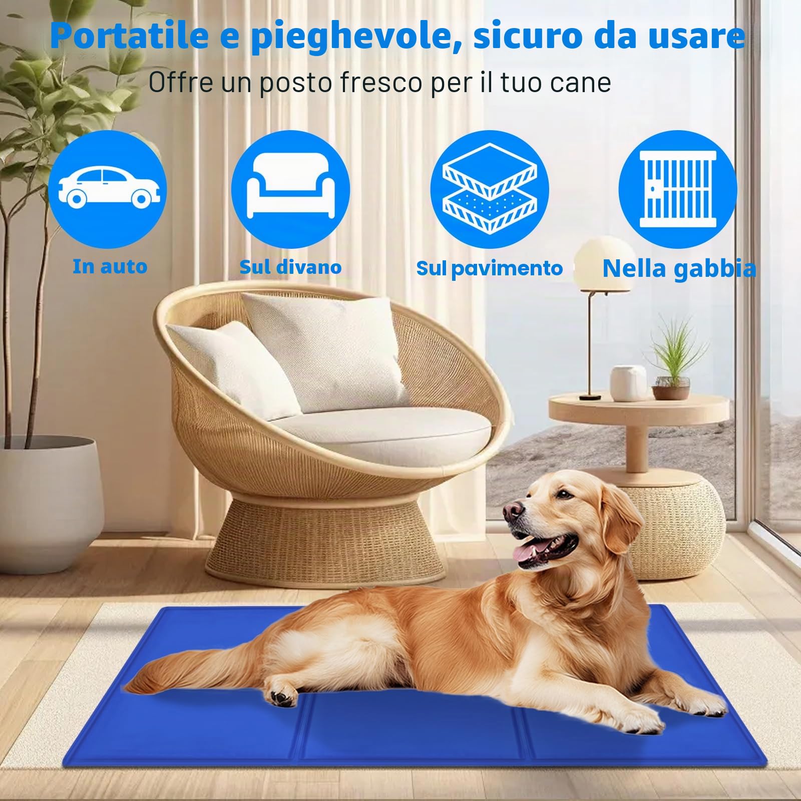 Tappetino Refrigerante Cane 90x50cm in Gel Non Tossico Auto Raffreddamento per Cani e Gatti
