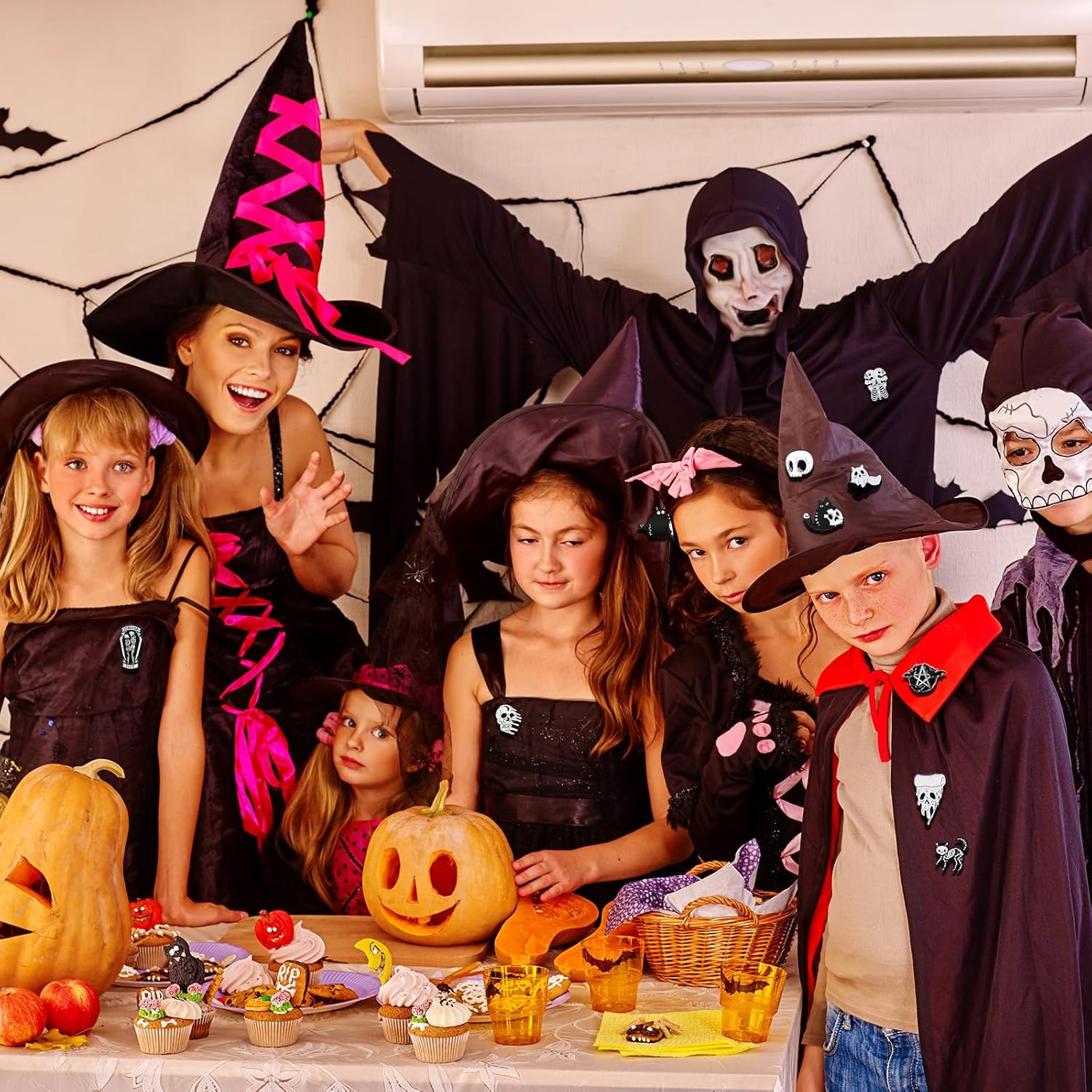 Sasylvia 20 Pcs Halloween Pins Skull Spooky Skeleton Horror Dark Goth Ghost Brooch Pins for Women Men Bag Jacket Backpack Hat Pant Clothes Accessories - Image 2