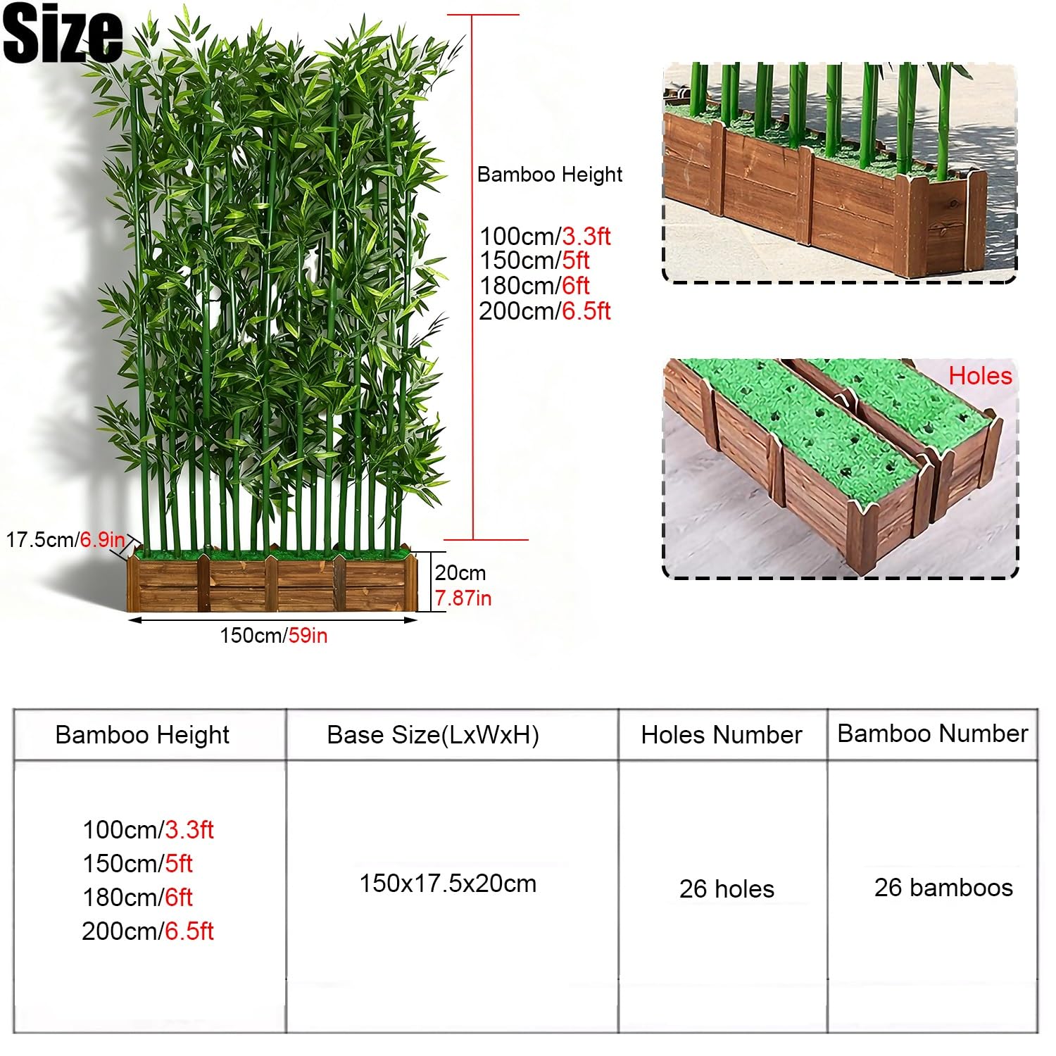 Lot de 26 grandes plantes de bambou artificielles de 1,8 m avec base pour intérieur et extérieur, brise-vue de jardin, séparateur mural, décoration de la maison, clôture