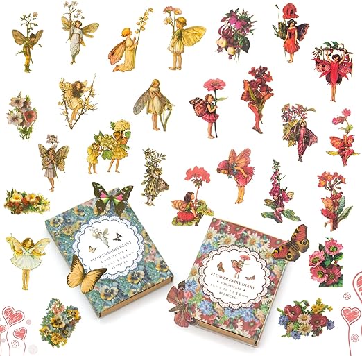 90 Pieces Fairy Stickers for Scrapbook, Transparent Flower