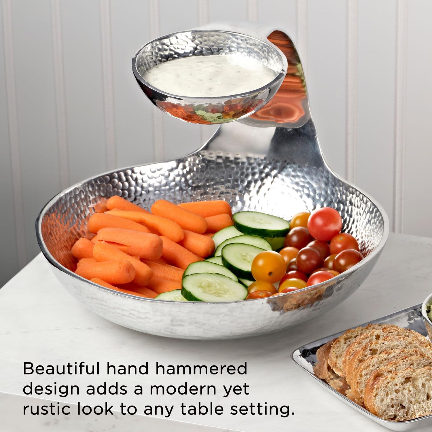 Towle Hammersmith Gooseneck Chip and Dip Server, 11-Inch,Silver
