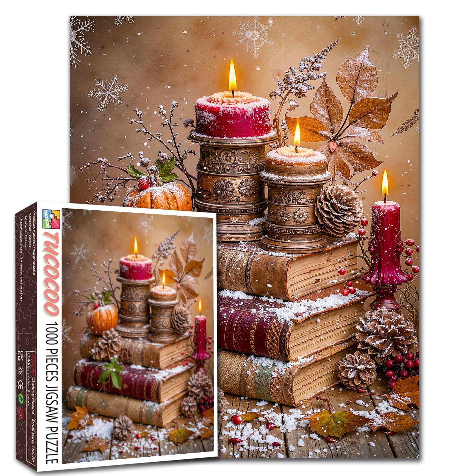 Christmas Winter Book Scenery Jigsaw Puzzles for Adults 1000 Pieces, Xmas Noel Puzzle Art 27 x 20 Inches Colorful DIY Puzzles for Home Decoration, Family Puzzle for Game Nights — image 1