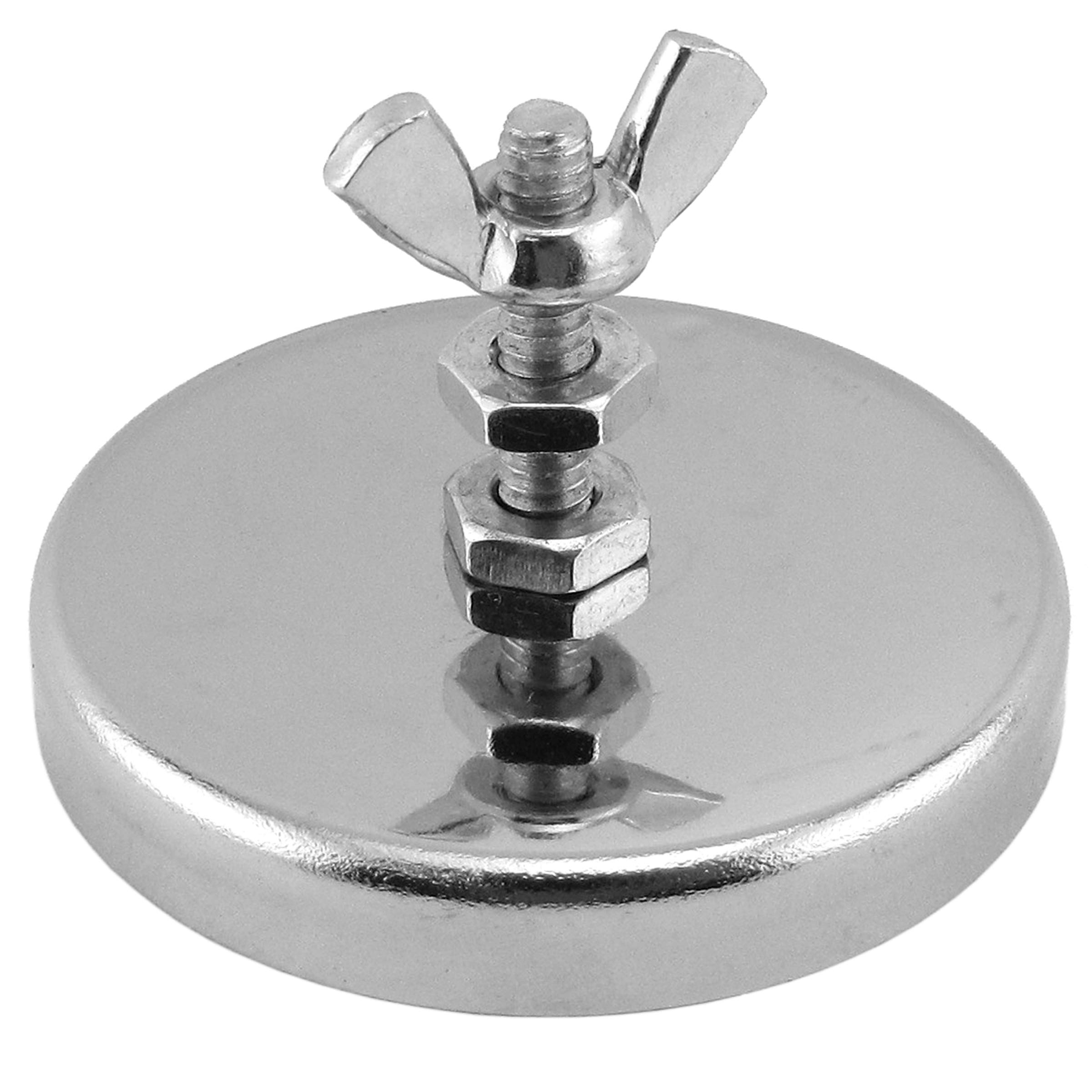 Master Magnetics Ceramic Round Base Magnet with Bolt, Nuts and Wing Nut, 2.04" Diameter, 1.25" Total Height, 35 lb Pull - Image 2