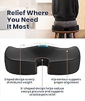 Vista 3 de Everlasting Comfort Cojín de asiento de espuma viscoelástica recomendado por médicos para sillas de oficina y automóvil, accesorios ergonómicos