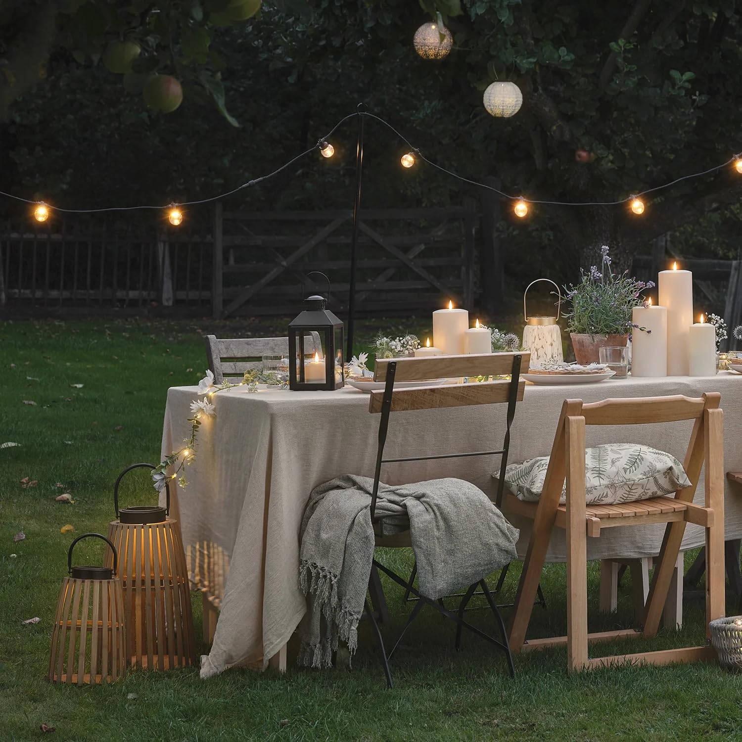 Lights4fun Lot de 2 lanternes solaires en bambou style japonais LED blanc chaud Décoration extérieur jardin terrasse balcon