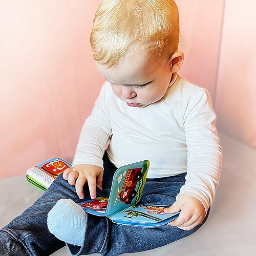 Miniatura 6 de Libros flotantes de baño para bebés, libros de baño con temática de transporte para bebés, bebés, juguetes de baño impermeables y sin moho para