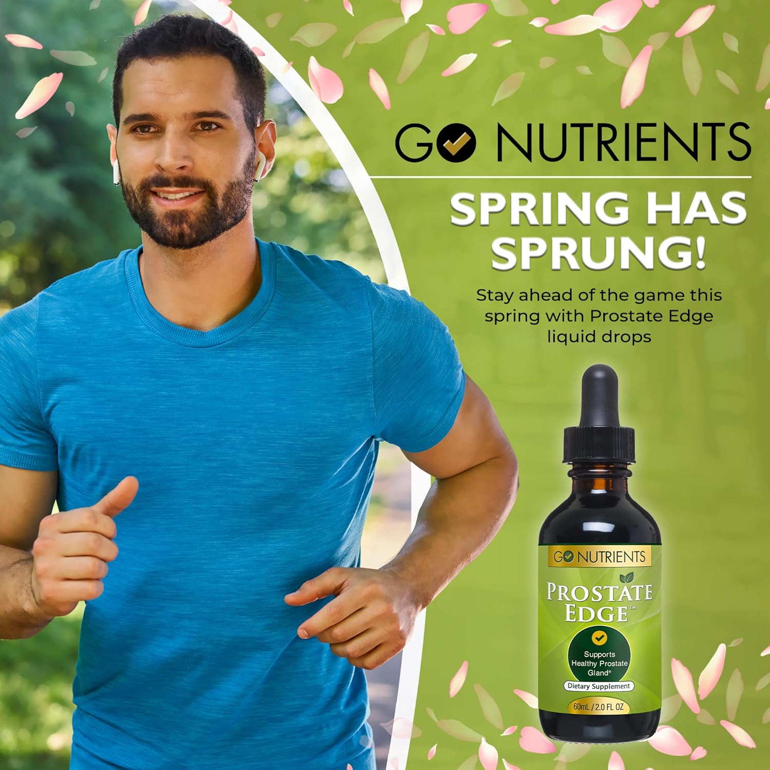 Go Nutrients Prostate Edge - Prostate Supplement for Men with Pygeum and Saw Palmetto Extract Plus Stinging Nettle Hydrangea Root, Turmeric Root, Kelp, Olive Leaf -2 oz Liquid Drops Made in USA : Health & Household