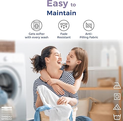 Miniatura 6 de THREAD SPREAD Glee - Fundas de almohada tamaño King, 2 unidades, suaves y lisas, 100% algodón, tejido satinado de 400 hilos, fundas de almohada