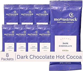 Moonstruck Chocolate Single Serve Dreamy Dark Chocolate Hot Chocolate Packets, 8 Count (Pack of 1)