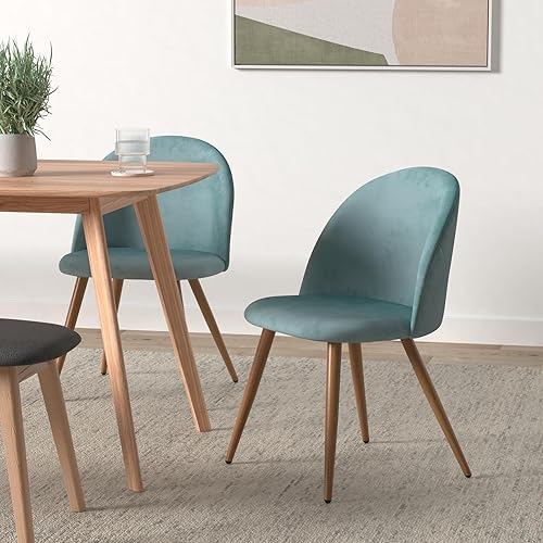 Miniatura 2 de FurnitureR Dining Chairs Set of 2, Velvet Upholstered Kitchen Chairs Modern Dining Room Side Chairs with Soft SeatMetal Legs, Accent Chairs for Home