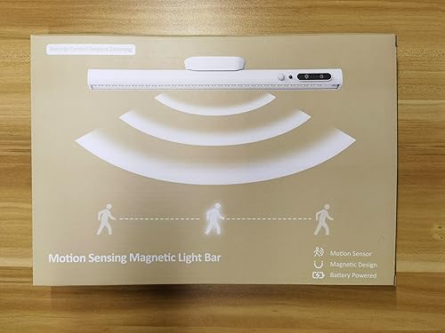 Miniatura 7 de Hapfish Barra de luz LED con sensor de movimiento para interiores, iluminación recargable para debajo del gabinete, inalámbrica, funciona con pilas,