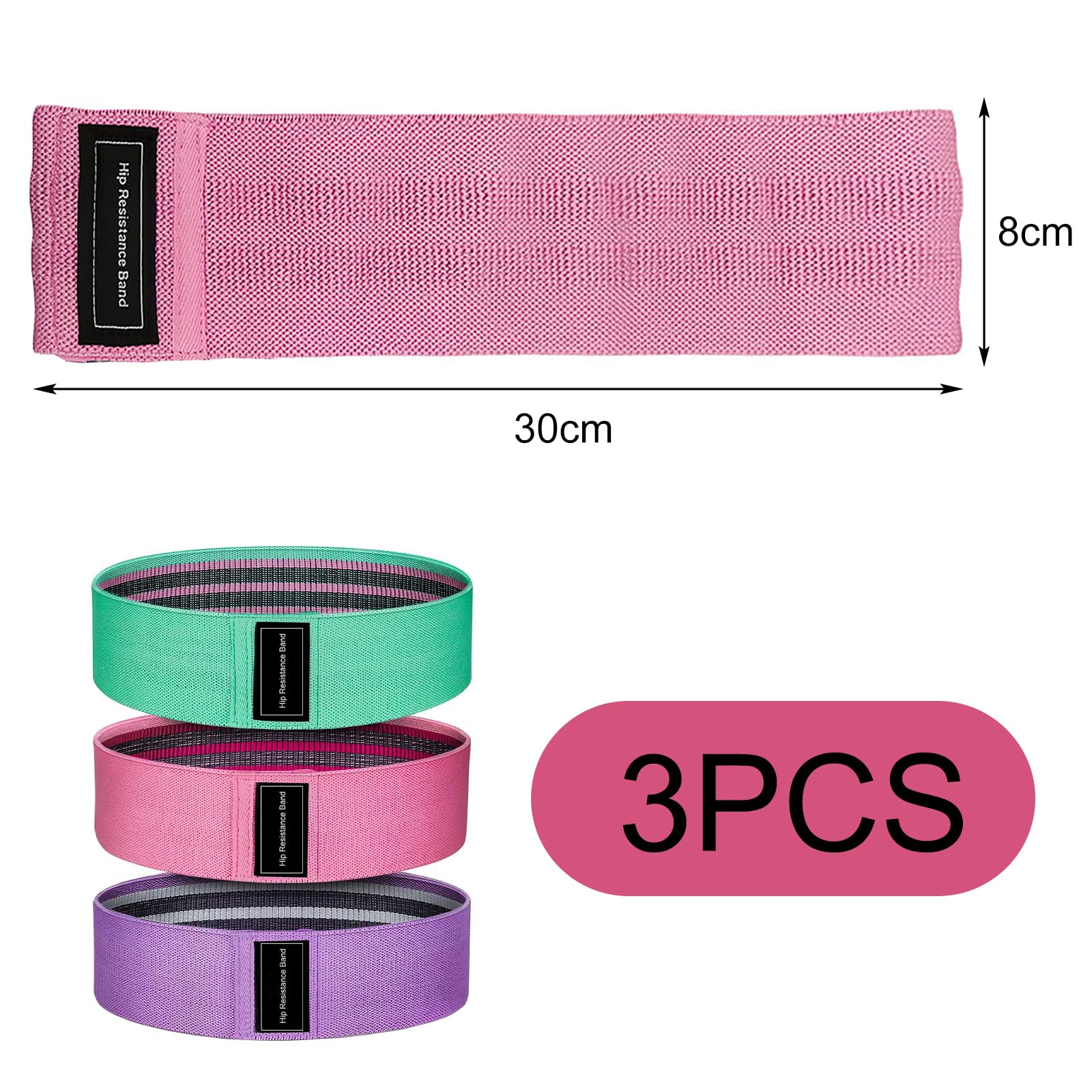 Bandes Elastiques de Fitness Antidérapantes en Tissu, 3 Niveaux de Résistance pour Yoga, Fessiers, Sac de Rangement