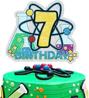 Science Happy 7th Birthday Cake Topper Chemistry Theme Cake Decorations Boys Girls Birthday Party Decor Supplies
