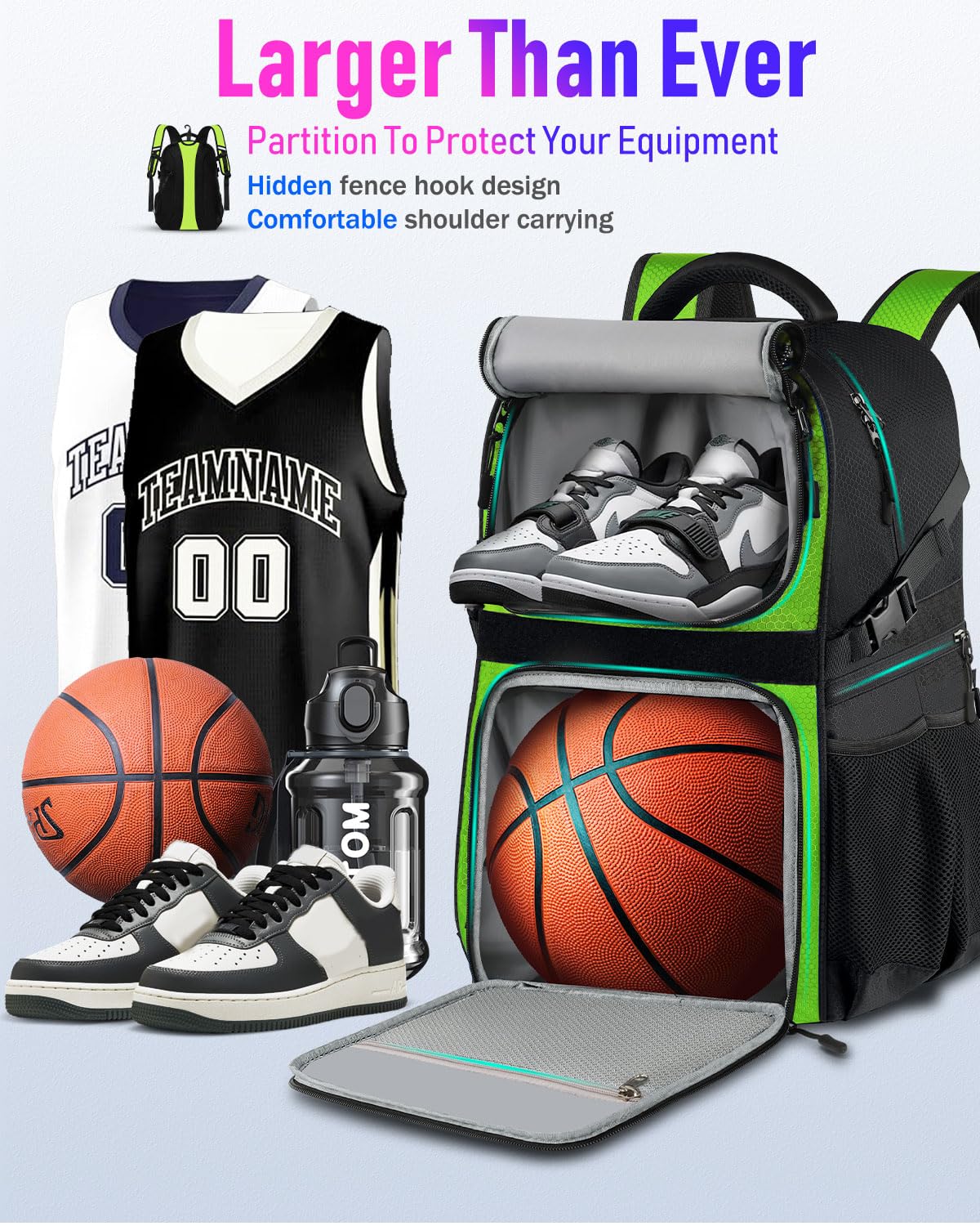 LOINTET Basketball Bag Backpack with Ball Holder Shoes Compartment