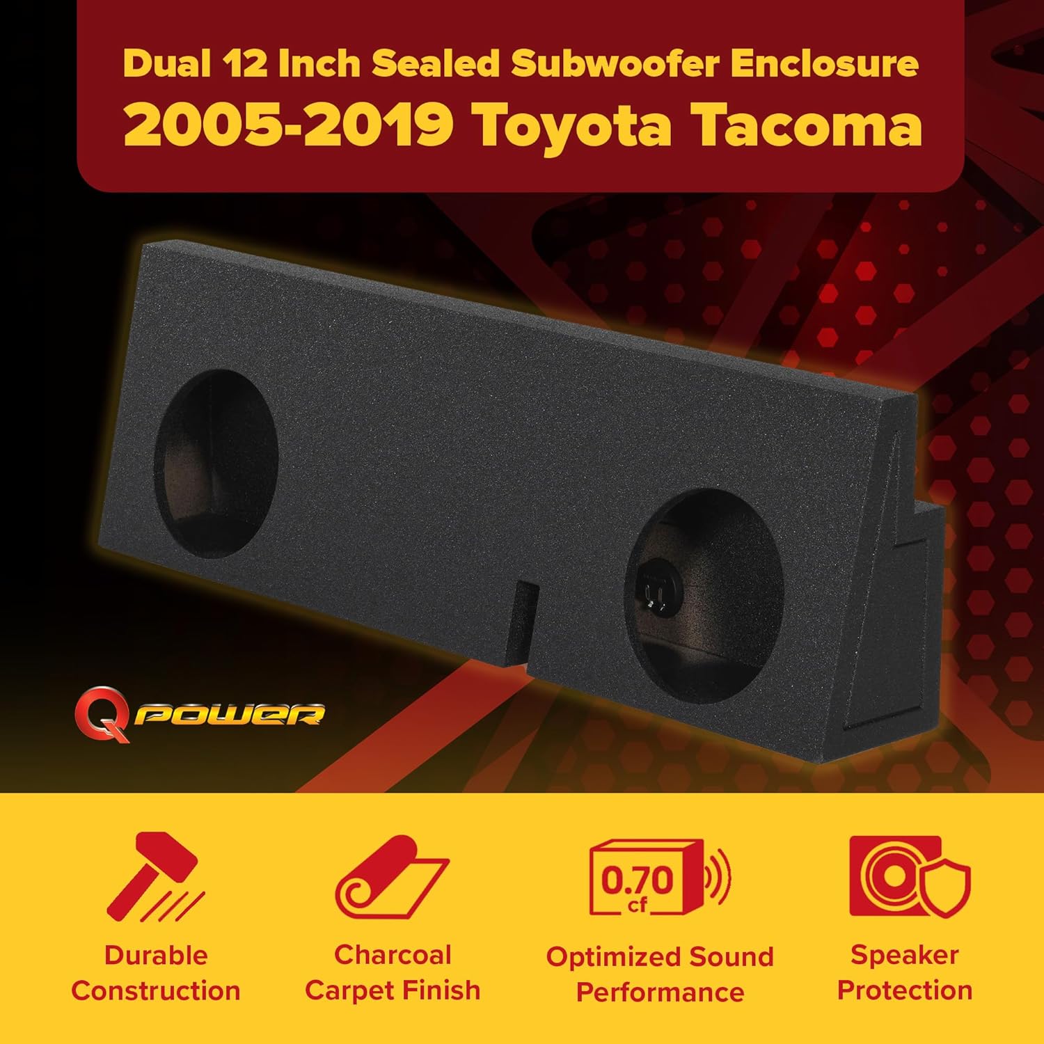 QBOMB Dual 12 in. SUBWOOFER Enclosure for Tacoma 2005-CURRENT