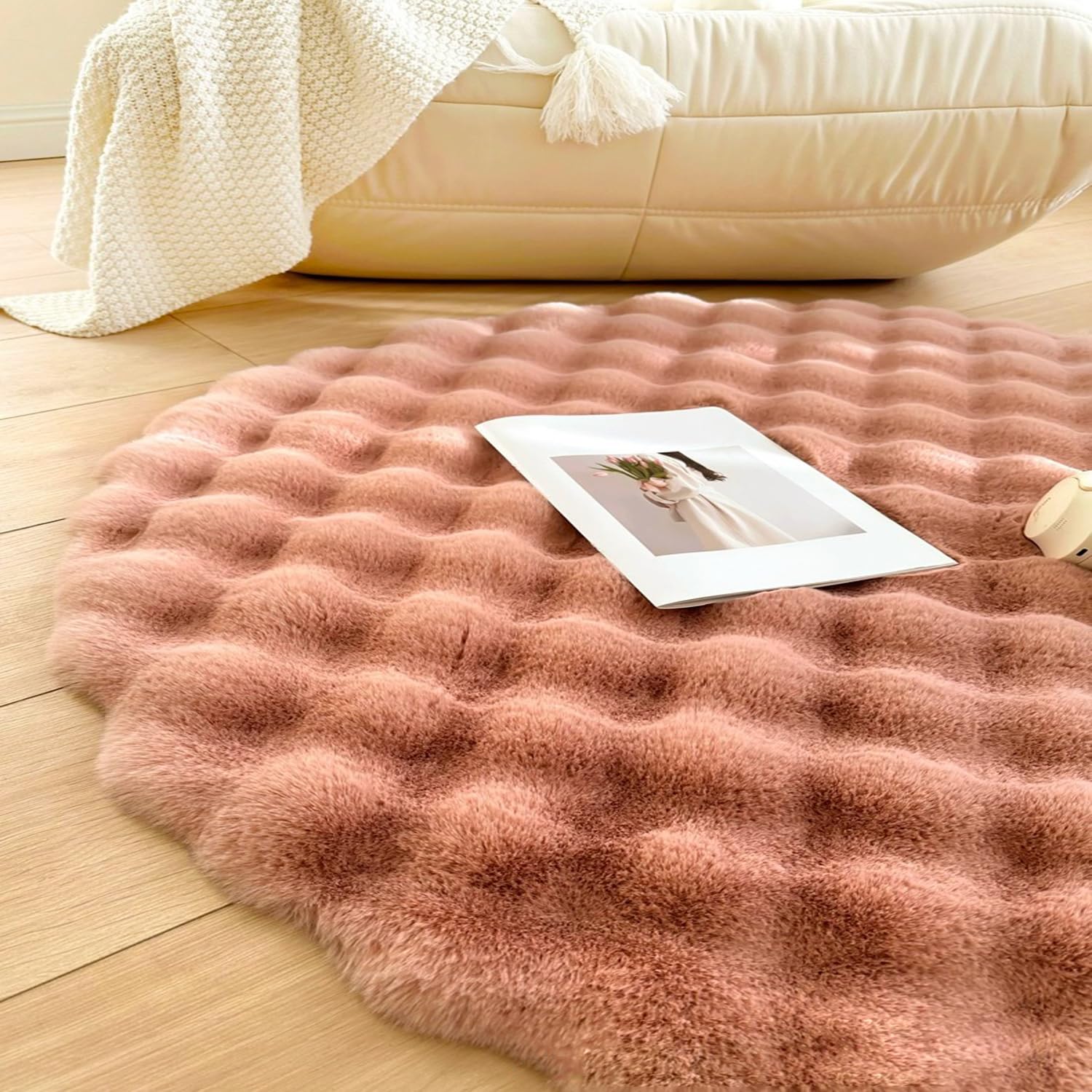 Tappeto moderno non perde pelo, design antiscivolo, perfetto per soggiorno o camera da letto, 80 cm, soffice tappeto rotondo.