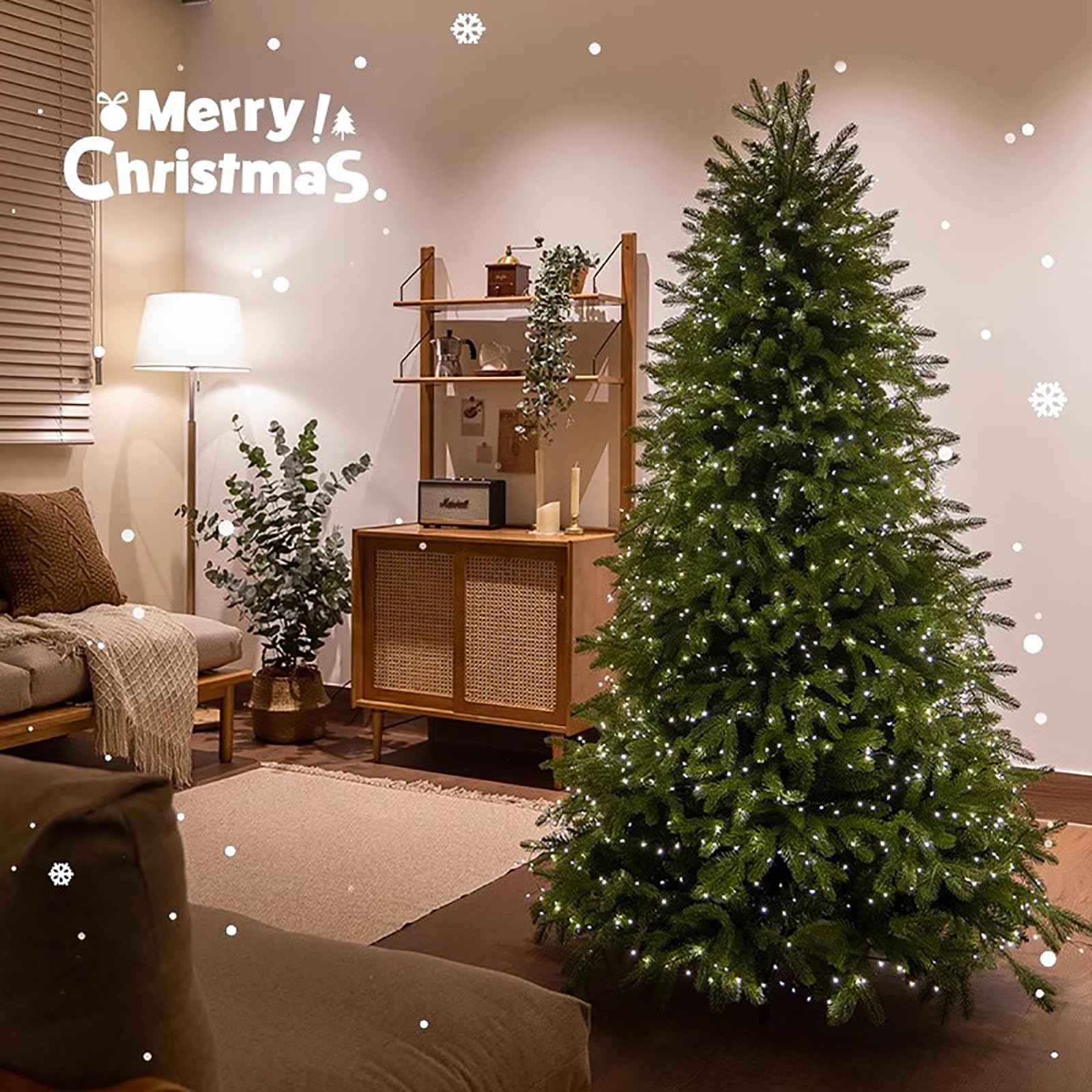 Árbol de Navidad Preiluminado, Árboles de Navidad Artificiales con Puntas de Ramas de PE y PVC, 120/150/180/210/240/300 cm, Decoración Navideña para el Hogar y la Oficina(10ft/300 x 180 cm)