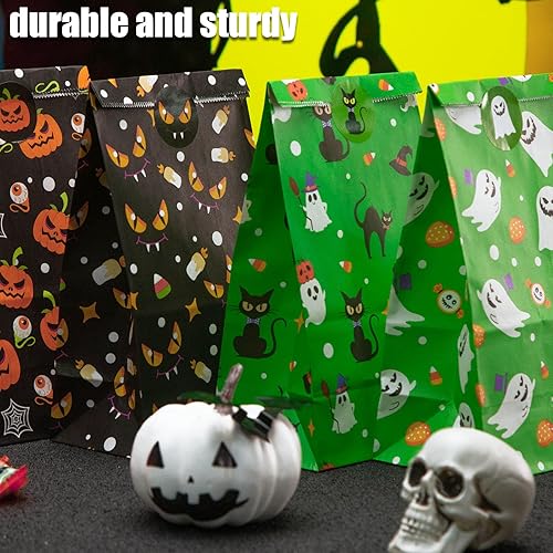 Miniatura 5 de VGOODALL 54 bolsas de regalo de Halloween a granel, bolsas de papel de Halloween, bolsas de dulces, bolsas de regalo, bolsas de aperitivos para