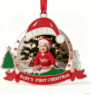 Personalized Babys First Christmas Photo Ornament 2025 - My 1st Christmas Xmas Tree Picture Frame Baby Ornament 2025