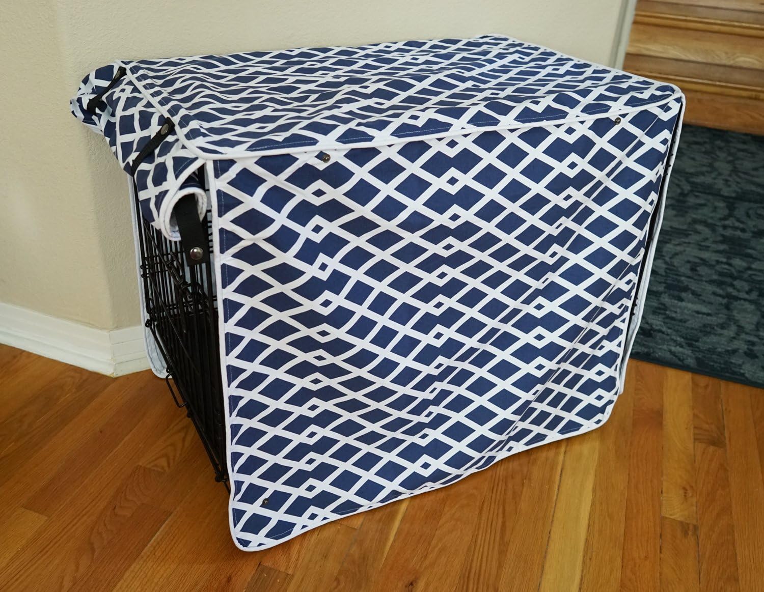 Modern Blue Marine Dog Pet Wire Kennel Crate Cage House Cover (Small, Medium, Large, XL, XXL) (XXL 48x30x33)
