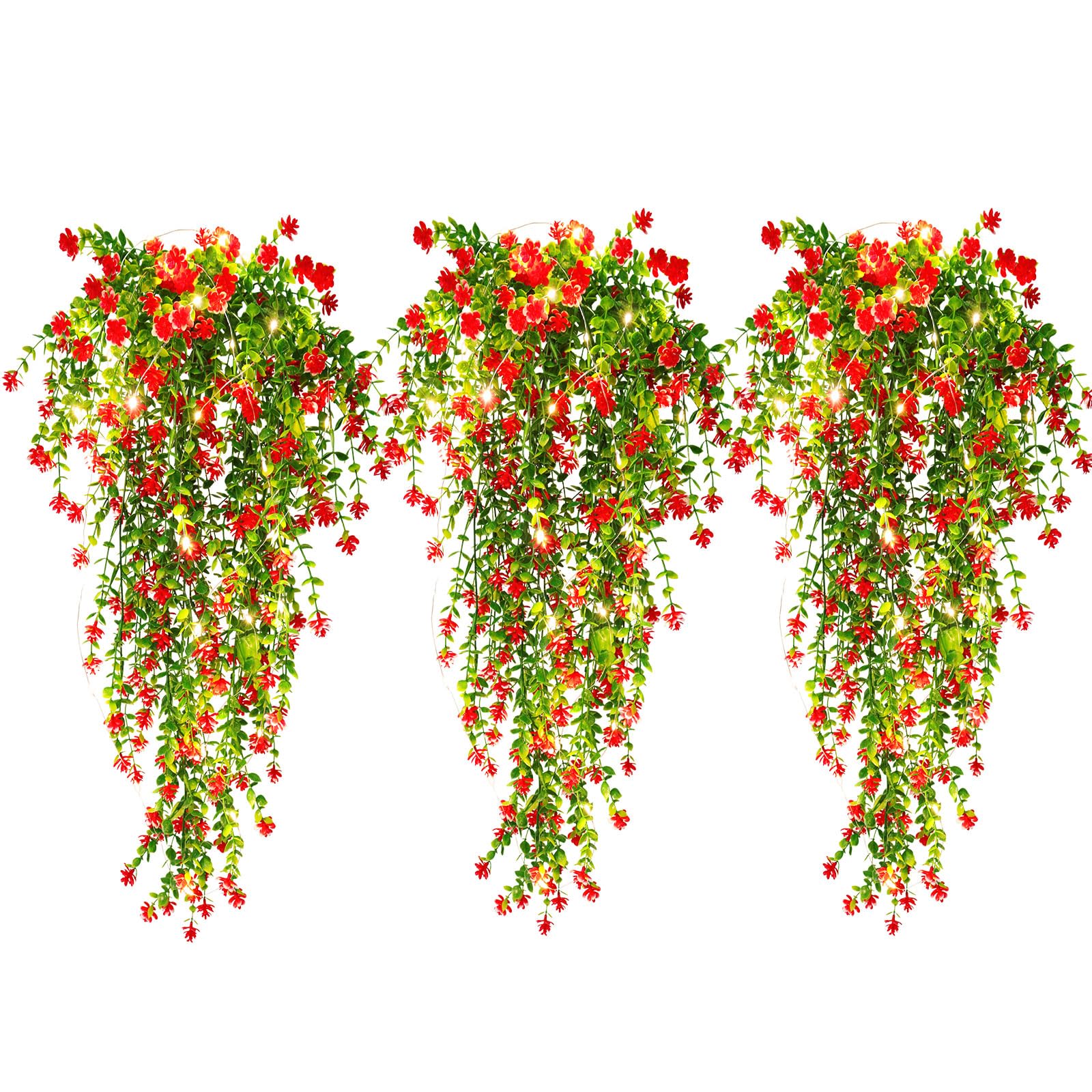 RECUTMS Vine Plant Fake Fern Plants Fall Faux Artificial Hanging Vines 3Pcs