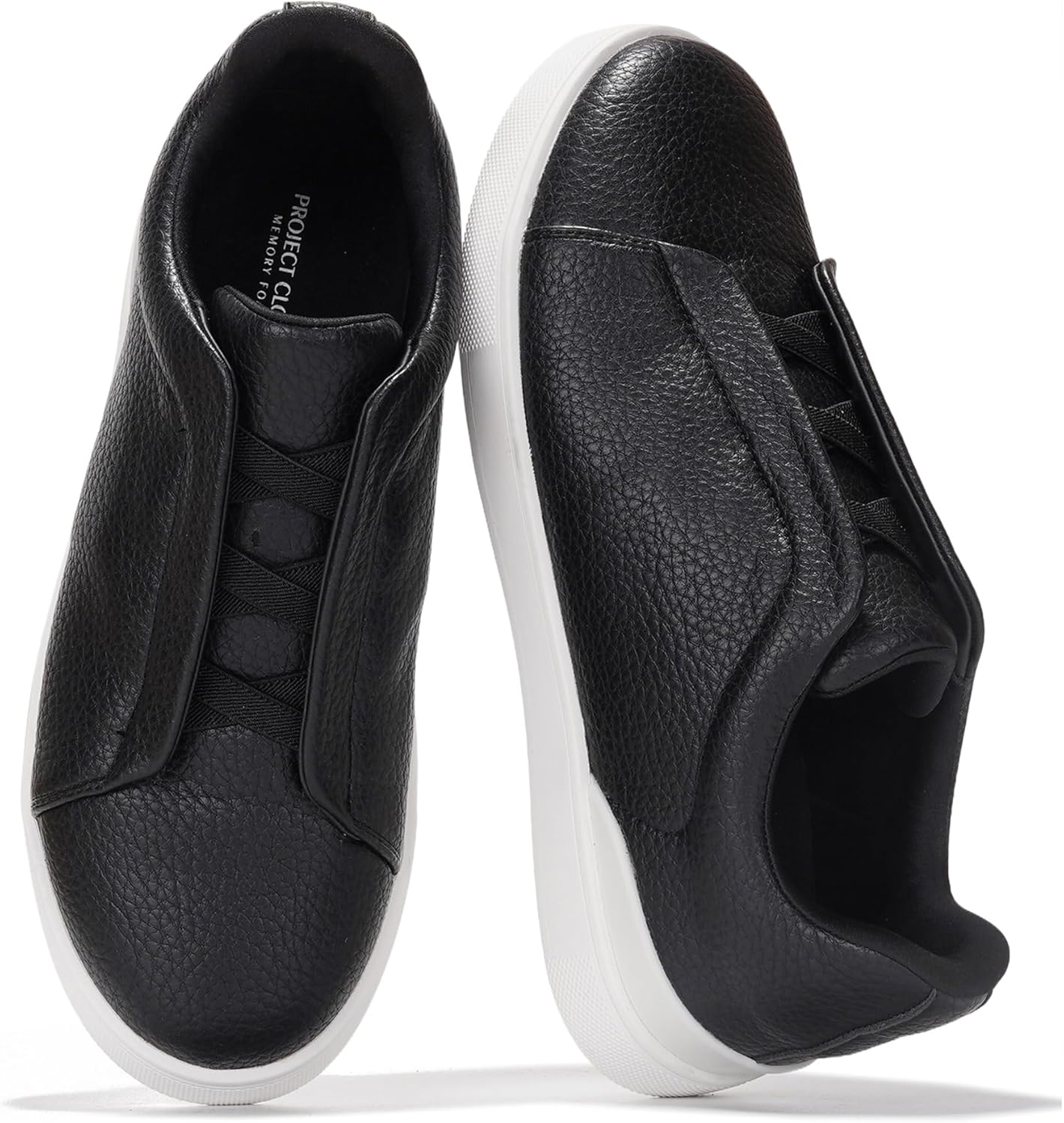 Project Cloud Genuine Leather Memory Foam Insole Mens Shoes - Lightweight & Non Slip Shoes for Men Sneakers - Everyday Slip On Mens Sneakers (Hudson)