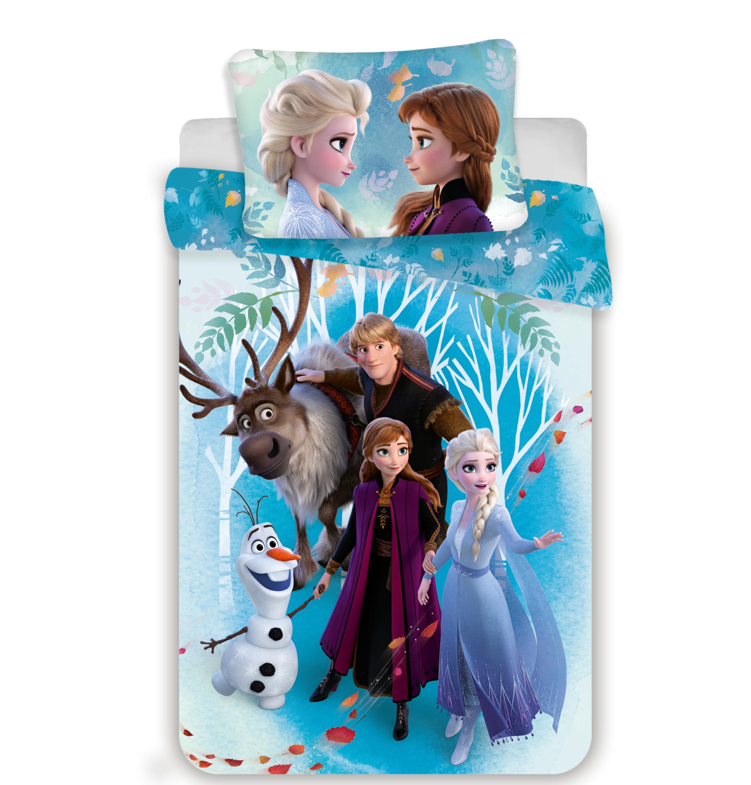 Frozen II - Parure Da Letto per Bambino, 100% Cotone, Elsa & Anna, Copripiumino 100x135 cm + Federa