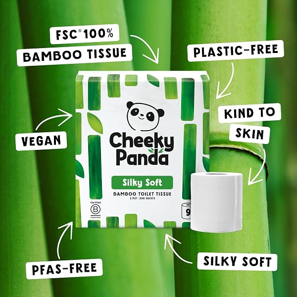 The Cheeky Panda Bamboo Toilet Paper – 9 Rolls of Toilet Paper | Plastic Free Packaging and Sustainable Toilet Tissue | 100% Compostable - 2