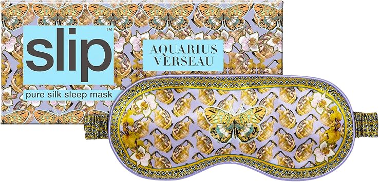 slip Pure Silk Sleep Mask - 100% Pure 22 Momme Mulberry Silk Eye Mask - Comfortable Sleeping Mask with Elastic Band, Zodiac Collection Aquarius
