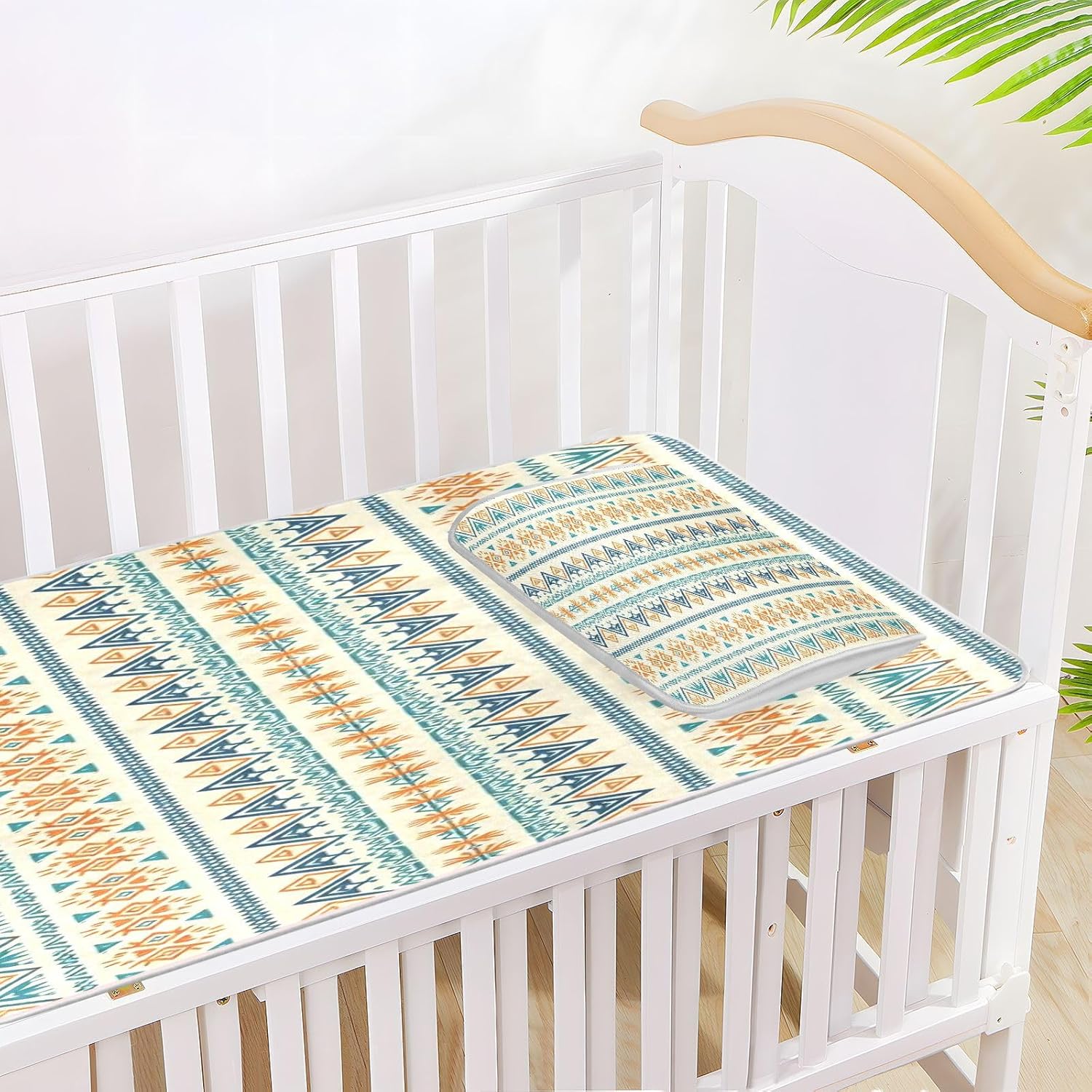 Cooling Baby Fitted Crib Mattress 28" x 52" Absorbent Western Boho Aztec Vintage Style Pads for beds for Baby&Toddler