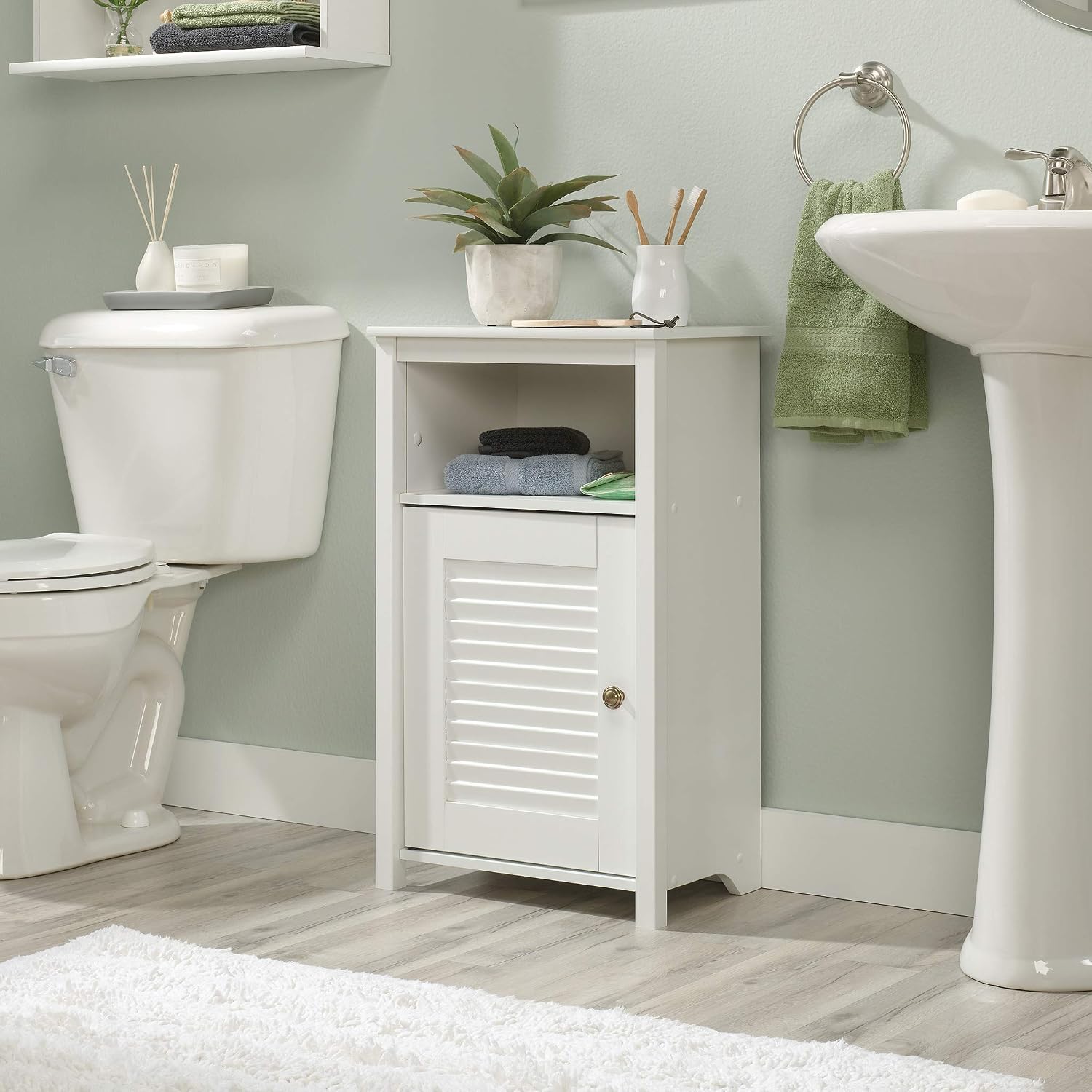 Sauder Peppercorn Floor Cabinet, Soft White Finish