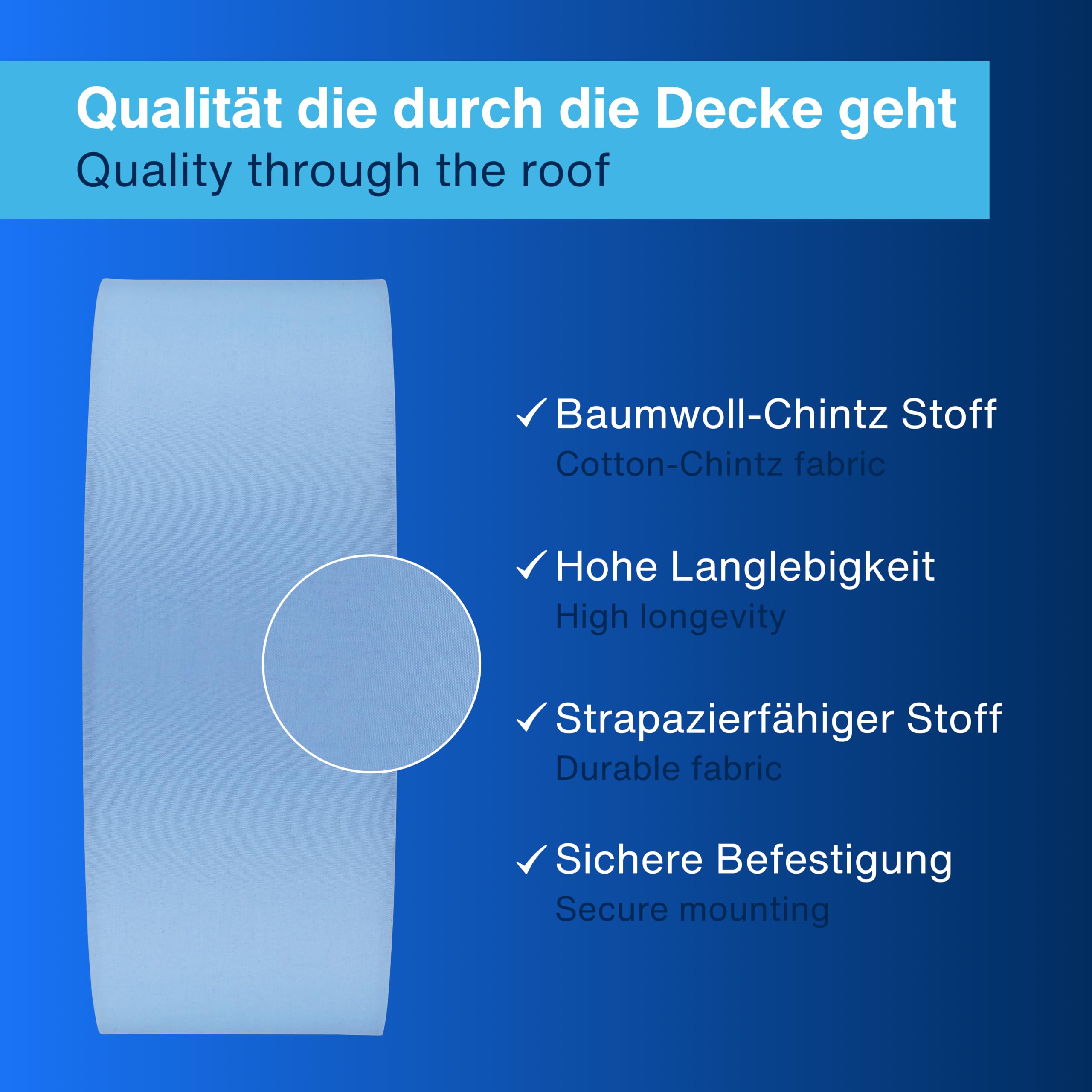 REV Deckenleuchte - 30cm, moderner Stoff-Lampenschirm in Pastell, hellblau | Deckenlampe Wohnzimmer I Stilvoller Leinenstoffschirm | inklusive zwei E27 Fassungen