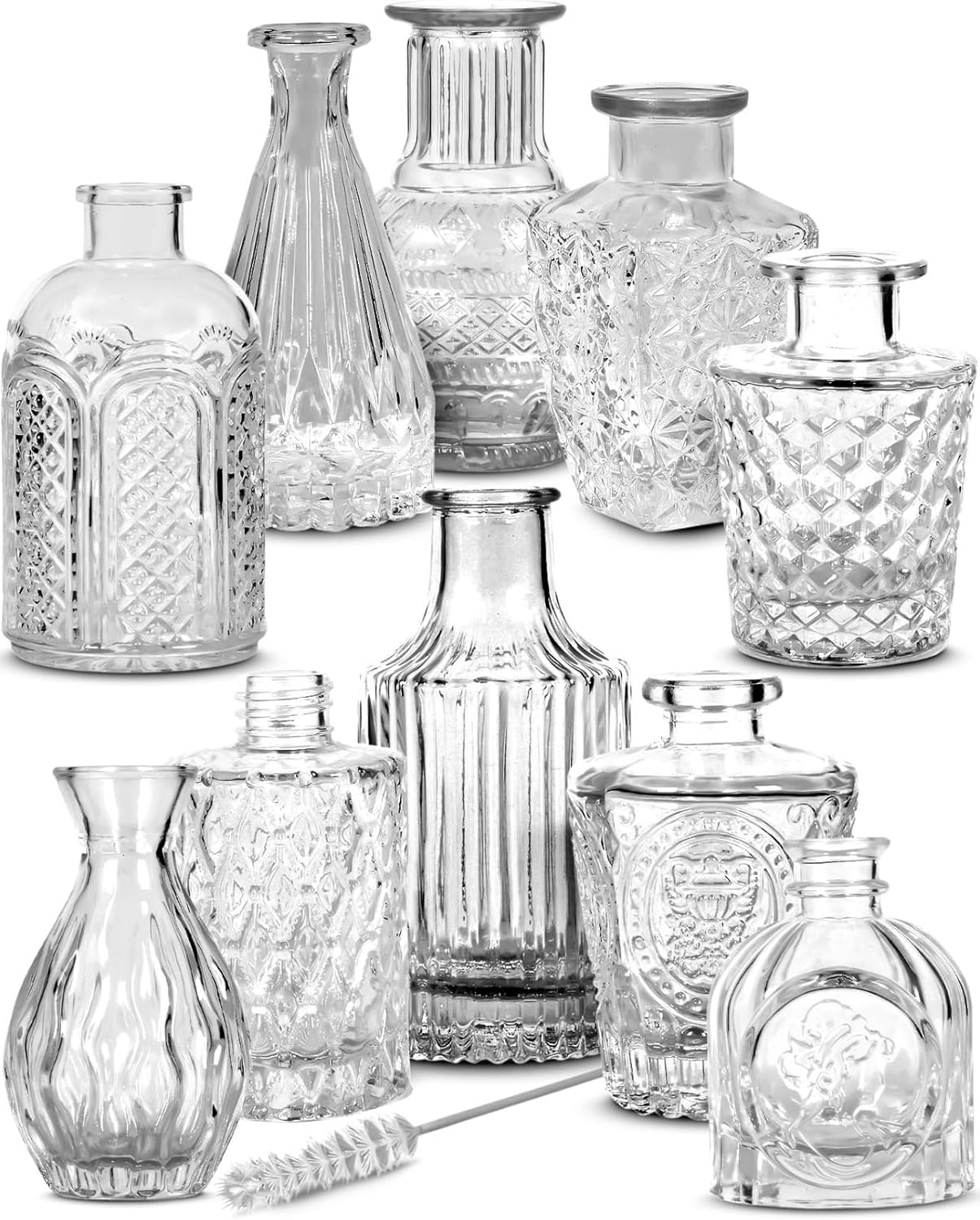 AdoraHomes Glass Bud Vase Set of 10Small Glass Vases
