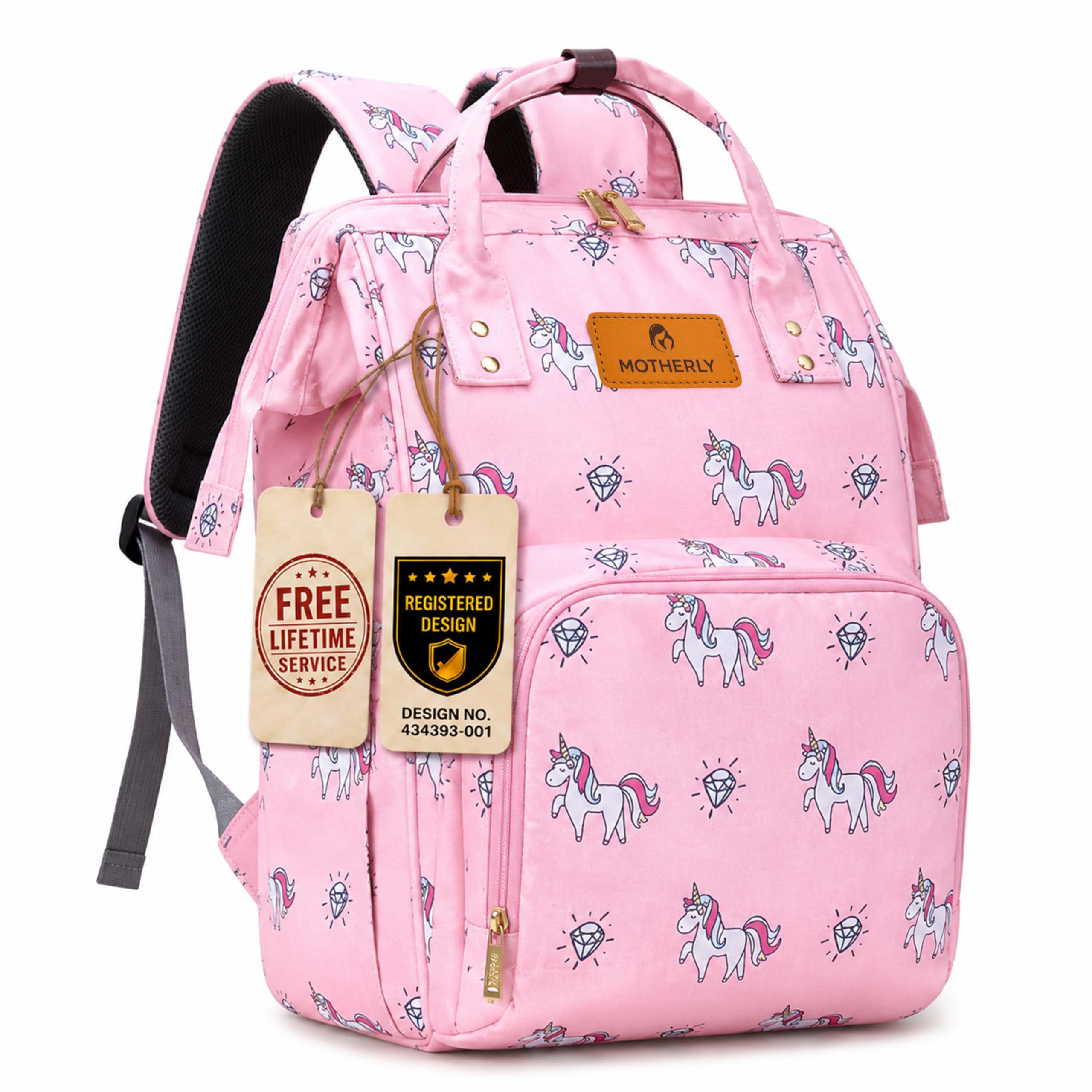 Motherly Elegant 24L Diaper Bag for Mothers for Travel, Maternity Bag for Newborn Baby, Mothers Travelling Bag, Multipocket Water Resistant Baby Bag, Hospital Bag for Moms (Unicorn Diamond Pink)-image-33