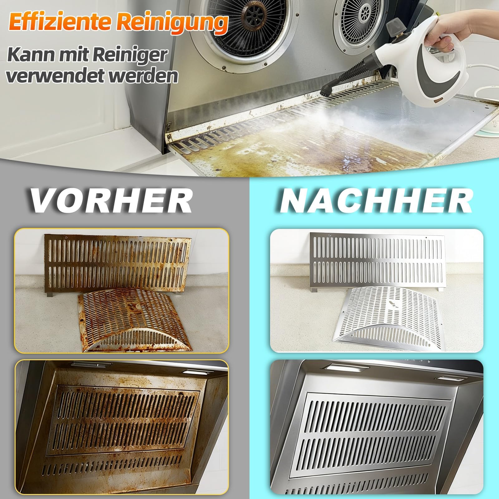 Nettoyeur vapeur, nettoyeur vapeur à main polyvalent pour la maison avec 12 accessoires, pression vapeur 3 bar, 350 ml, 1300 W, nettoyeur vapeur sans produits chimiques pour le nettoyage de la cuisine