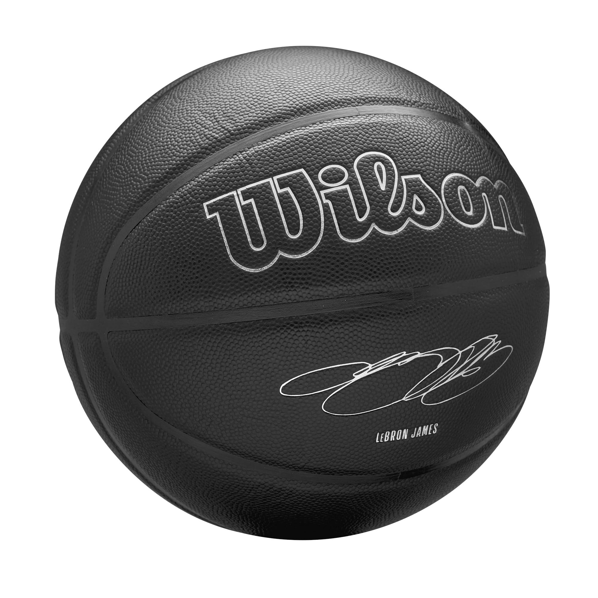 WILSON Evergreen NBA Player, Ballon de Basket, Revêtement Pure Touch, Idéal pour Extérieur, Résistant Aux Intempéries, Joueur: James, Couleur: Noir, Taille: 7