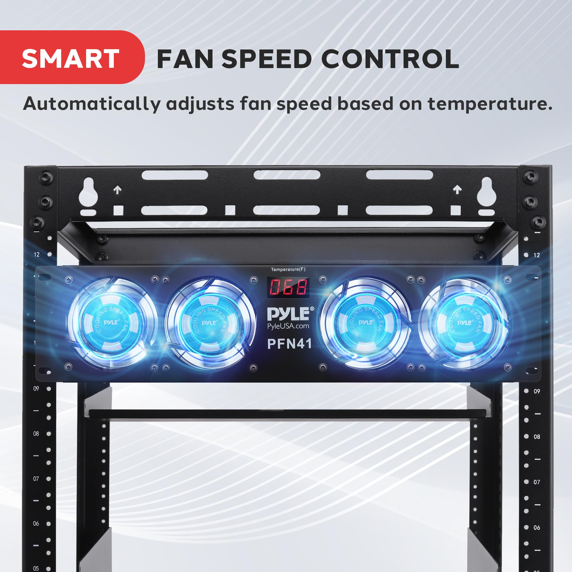 Pyle - Sistema de ventilador de refrigeración Pro PFN41 de 19 pulgadas con pantalla de temperatura