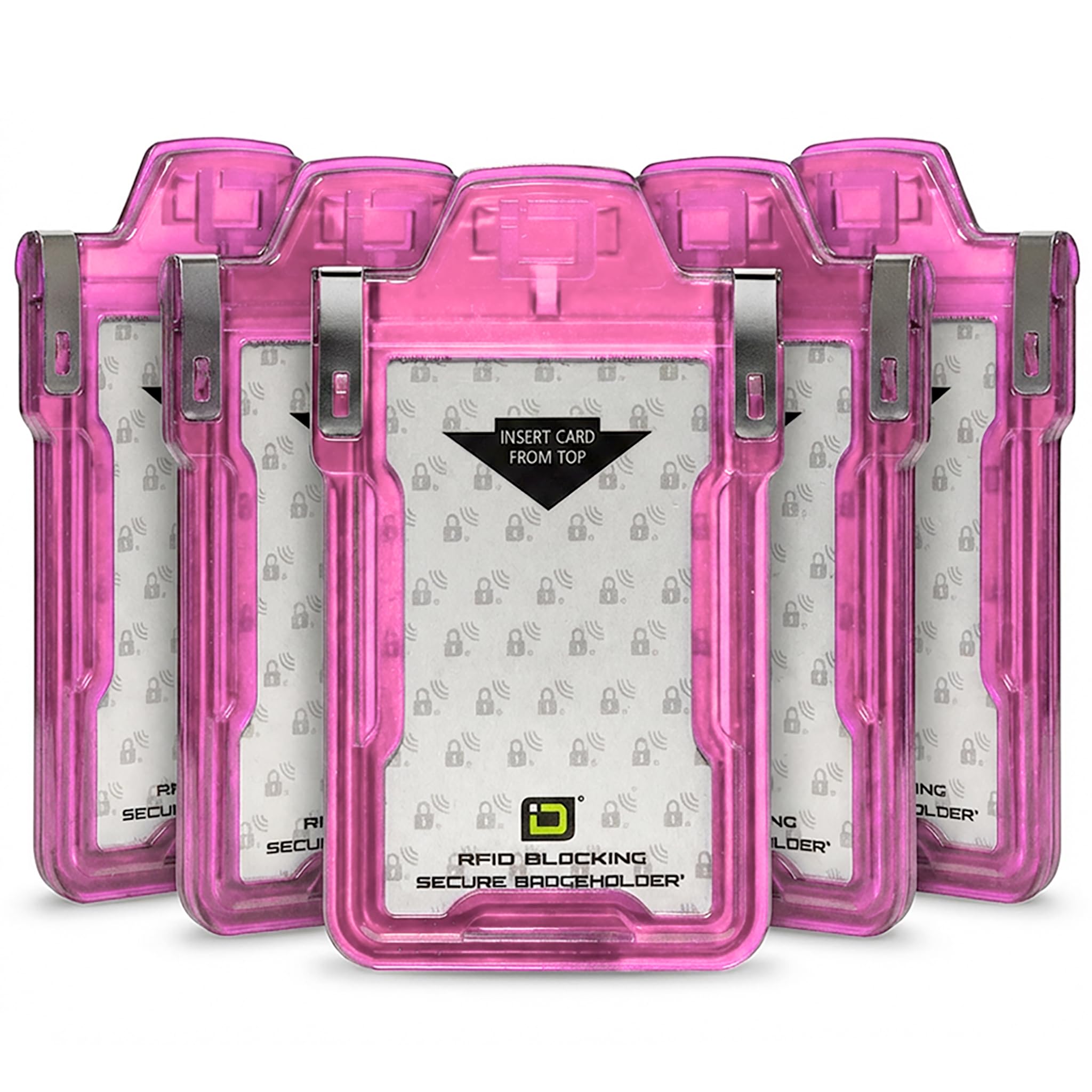 ID Stronghold Secure Badge Holder Classic Plastic Card Holder 5 Pack (IDSH1004-001B-pnk) Made in USA, Pink โ image 1
