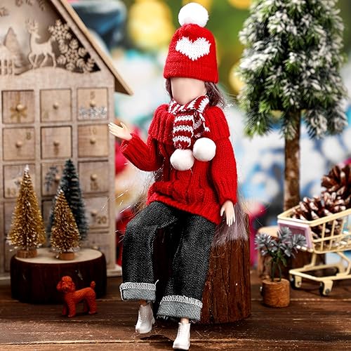 Miniatura 4 de Geyoga Ropa de muñeca de 11.5 pulgadas, accesorios de muñeca para niña, conjunto de suéter de primavera, incluye ropa de punto, pantalones de