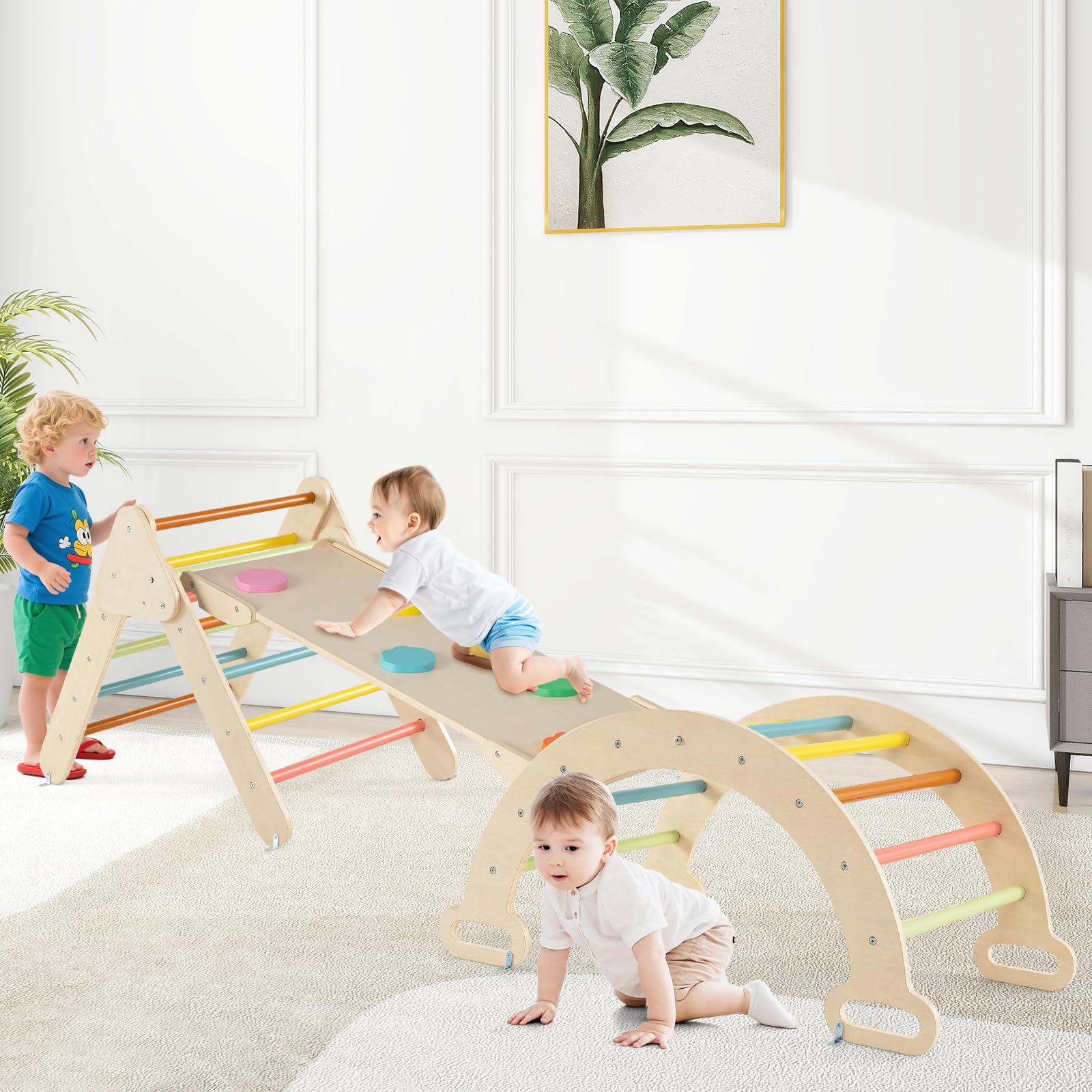 RELAX4LIFE Triangolo da Arrampicata con Scivolo per Bambini (Macaron)