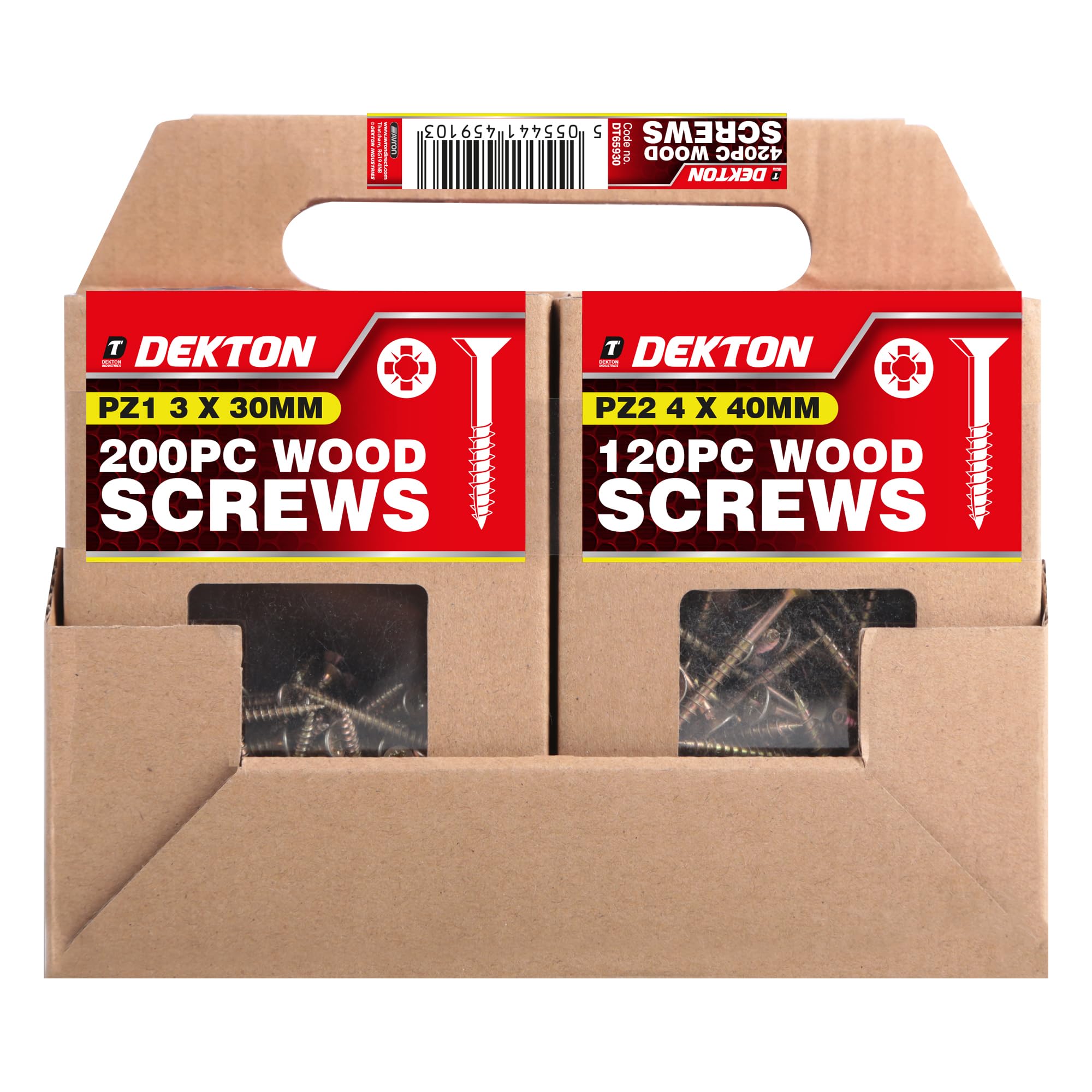 Dekton 420PCS Yellow Chipboard Screws, Zinc Plated - Durable & Corrosion-Resistant