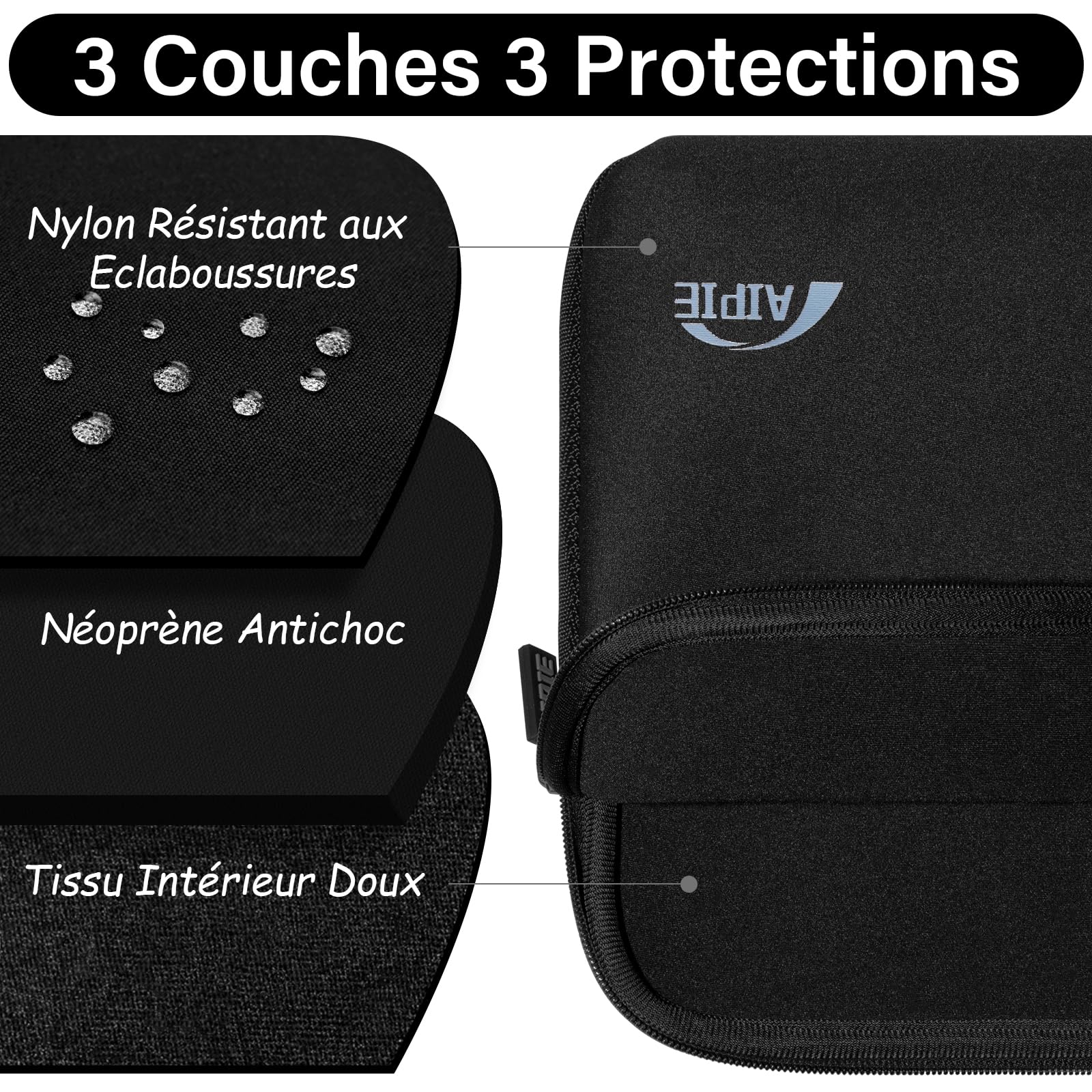 Housses pour MacBook 13 Pouces MacBook Air Pro M1 M2, Surface Pro Sac Pochette de Protection Ordinateur Portable Compatible Apple (32x23x2,5cm, Noir)